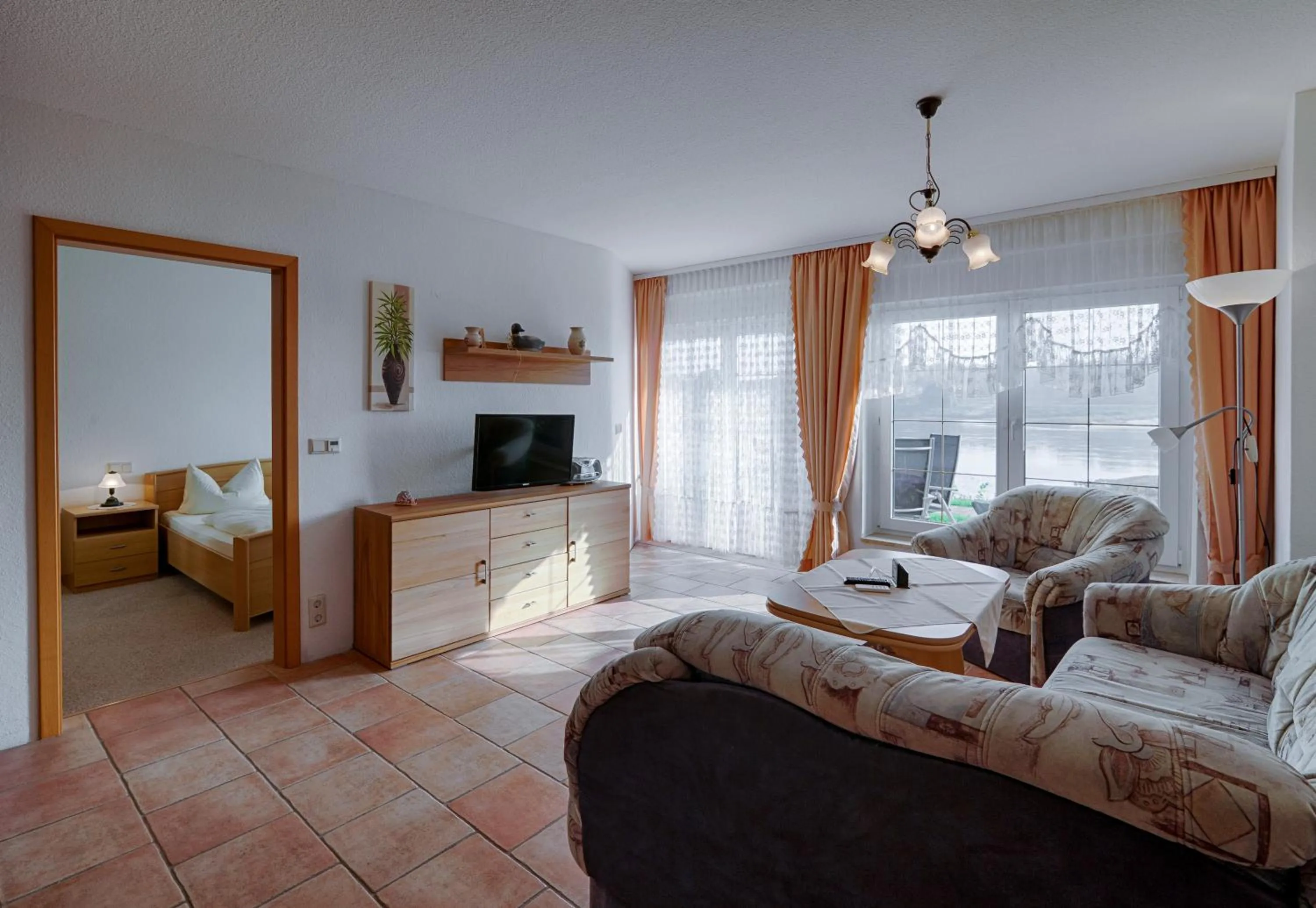 Communal lounge/ TV room, Bed in Elbterrassen zu Brambach