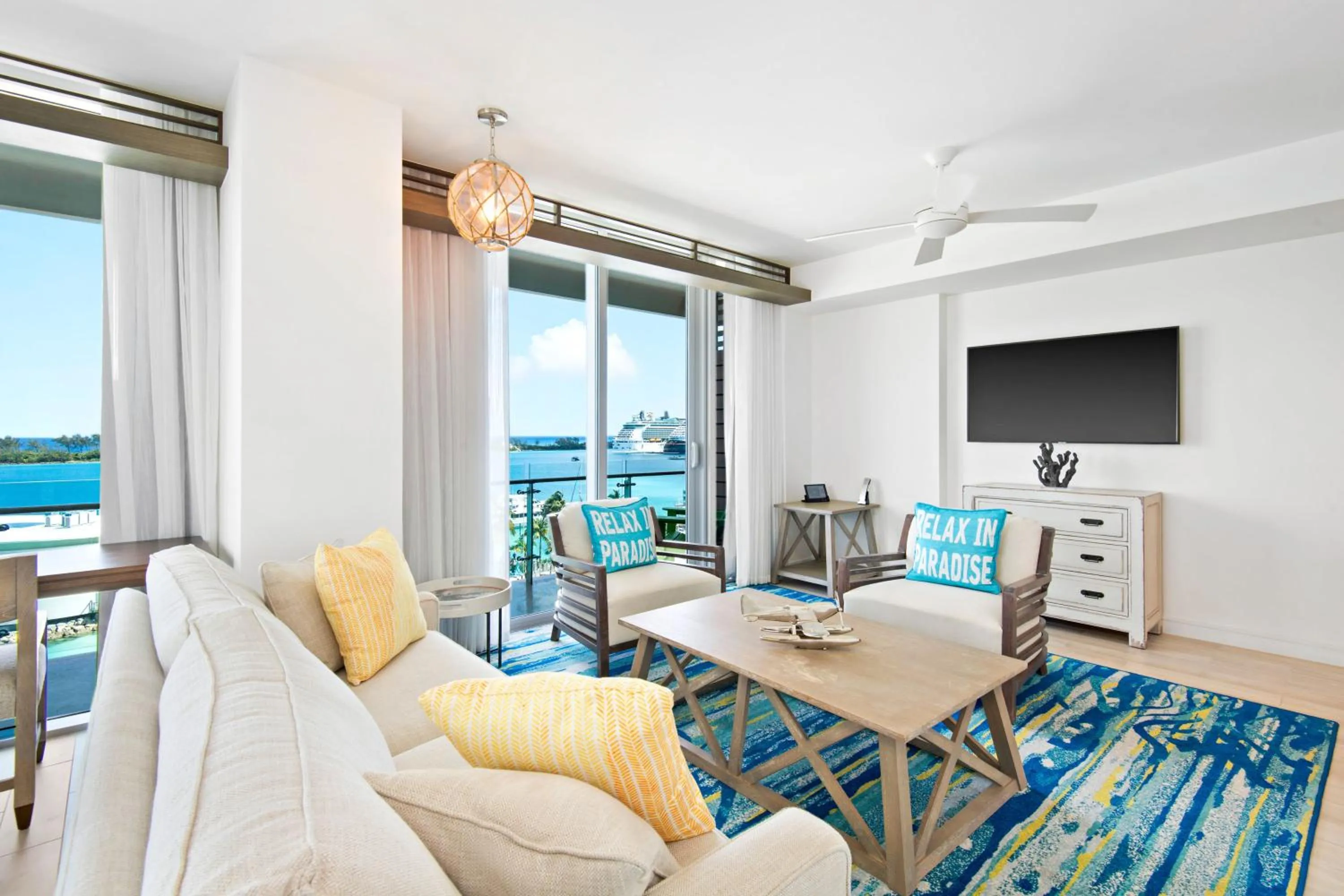 Living room in Margaritaville Beach Resort Nassau