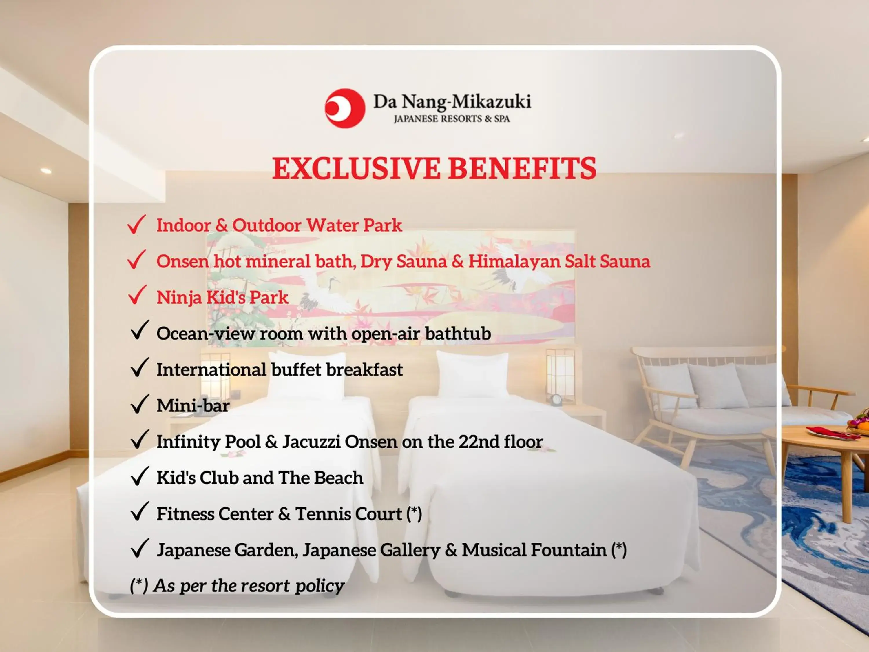 Special Offer - Deluxe Twin Room with Ocean View - Onsen & Water Park Inclusive in Da Nang - Mikazuki Japanese Resorts & Spa Special Offer - Deluxe Twin Room with Ocean View - Onsen & Water Park Inclusive in Da Nang - Mikazuki Japanese Resorts & Spa