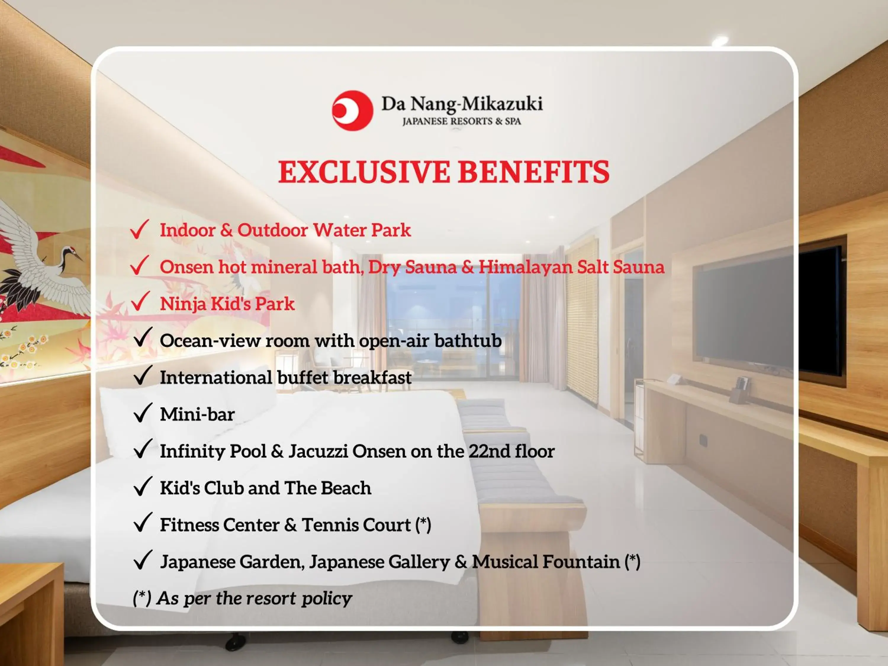 Special Offer - Onsen & Water Park Inclusive - Premium Deluxe Double Room with Ocean View in Da Nang - Mikazuki Japanese Resorts & Spa Special Offer - Onsen & Water Park Inclusive - Premium Deluxe Double Room with Ocean View in Da Nang - Mikazuki Japanese Resorts & Spa