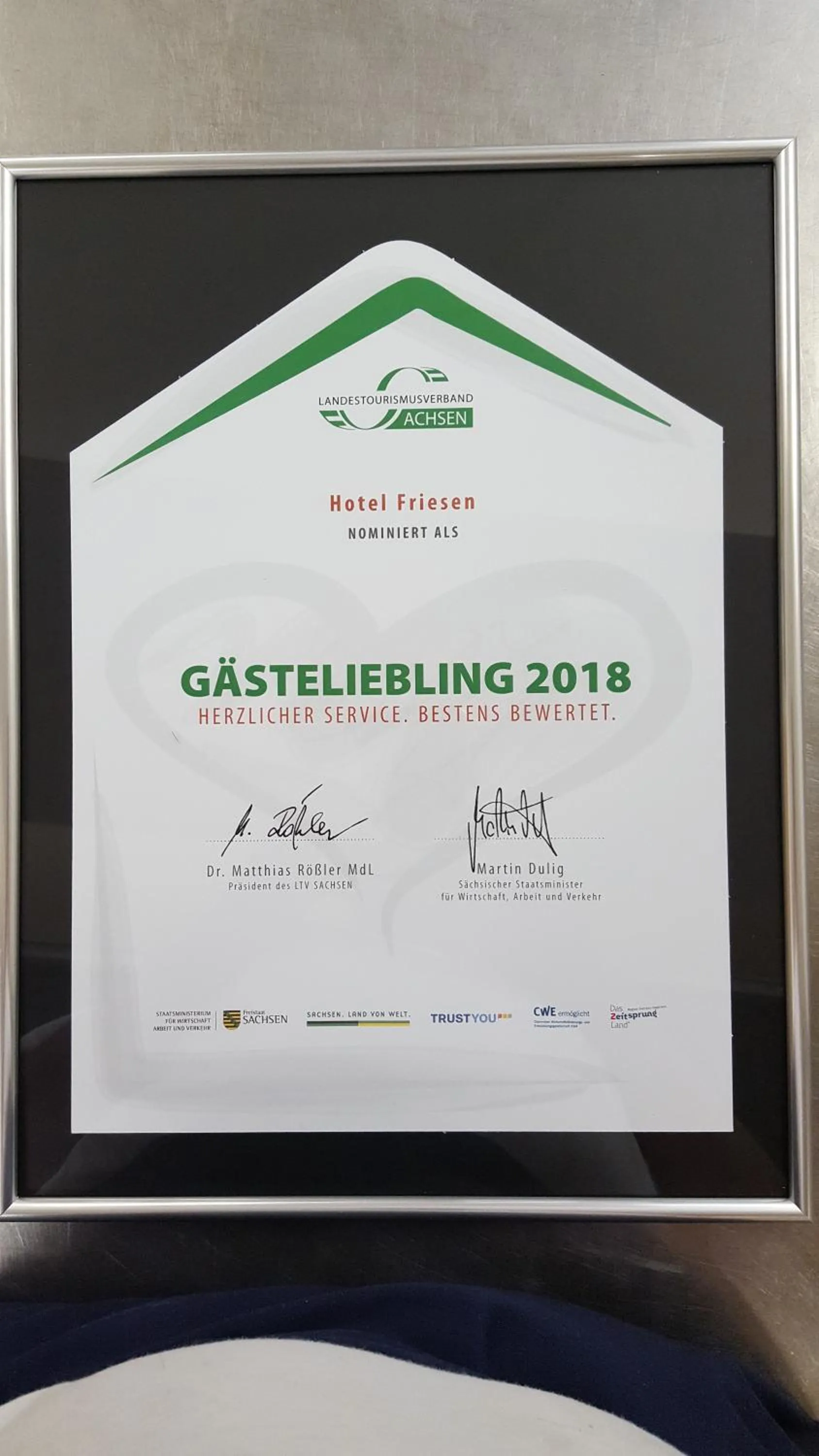 Certificate/Award in Hotel Friesen