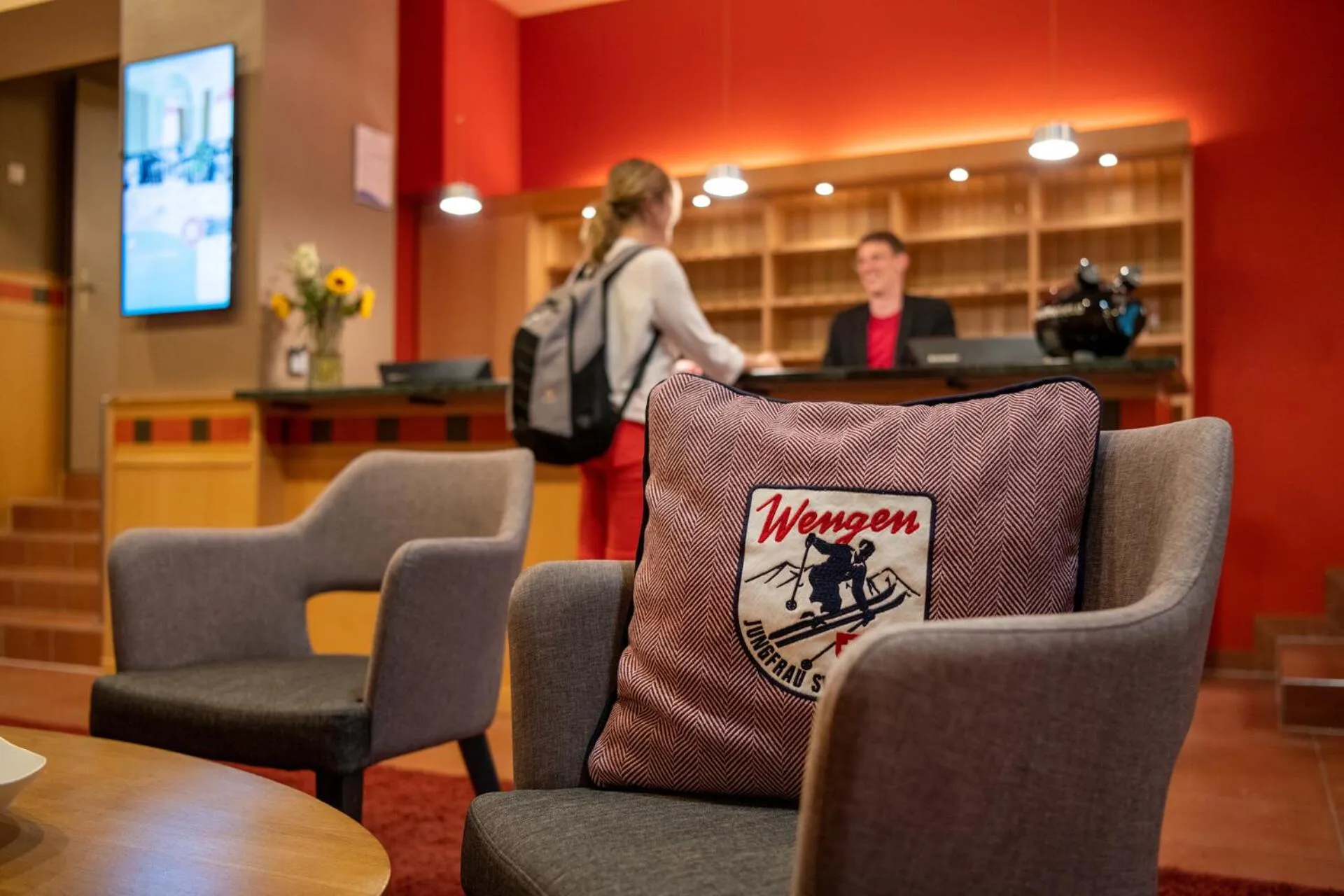 Lobby or reception in Hotel Victoria Lauberhorn Wengen, a Faern Collection Hotel