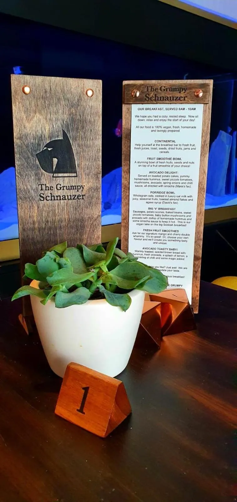 Breakfast in The Orange Fox Lux Room and Hot Tub at The Grumpy Schnauzer Guest House