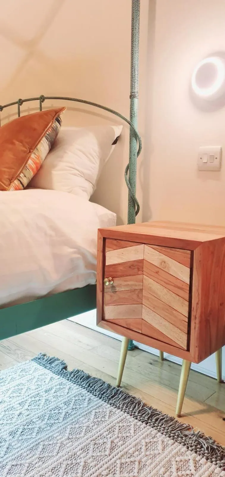 Bedroom in The Orange Fox Lux Room and Hot Tub at The Grumpy Schnauzer Guest House