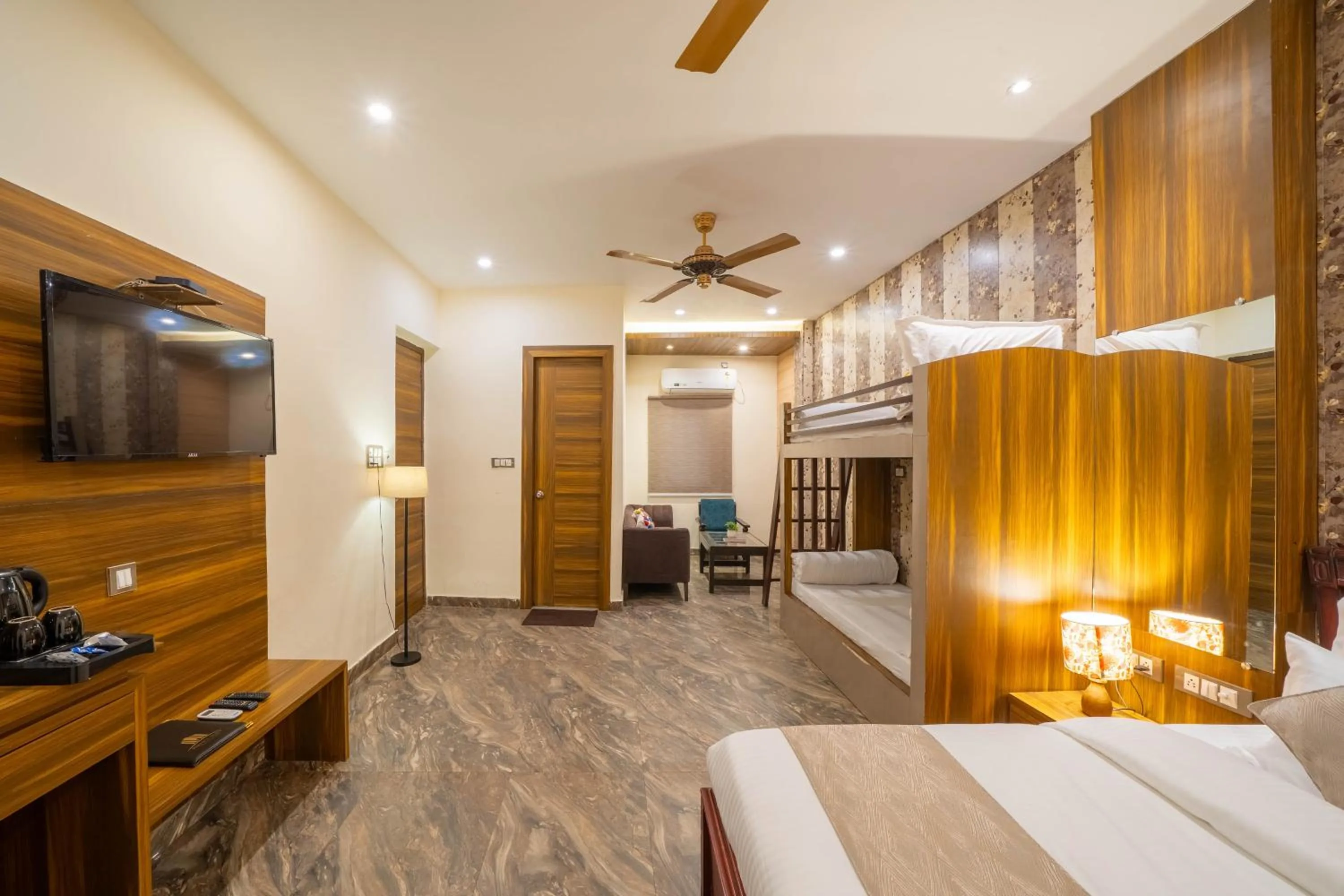 TV and multimedia, Bed in Perfectstayz Premium Ganga Heights - Ganga View rooftop cafe