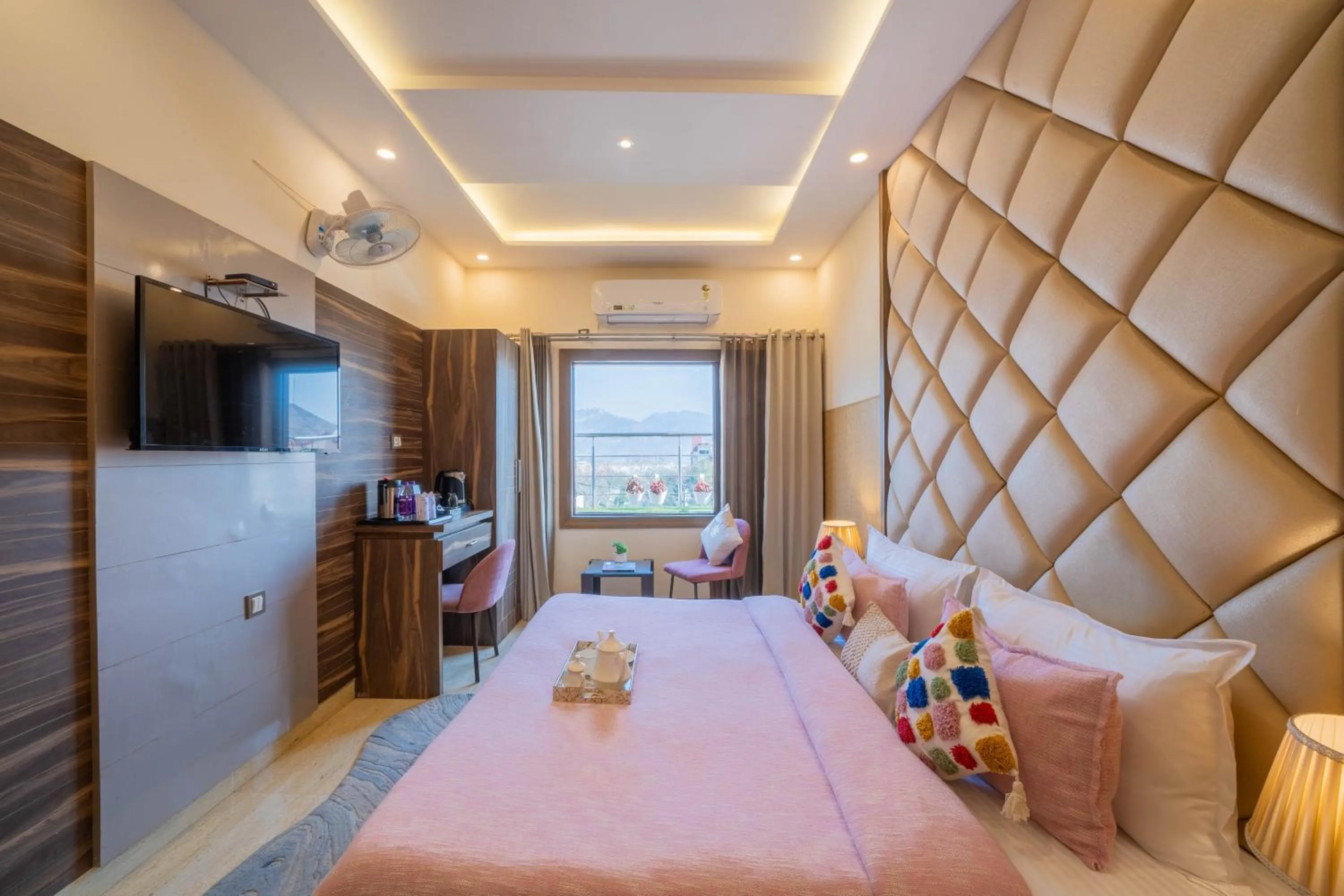 TV and multimedia, Bed in Perfectstayz Premium Ganga Heights - Ganga View rooftop cafe