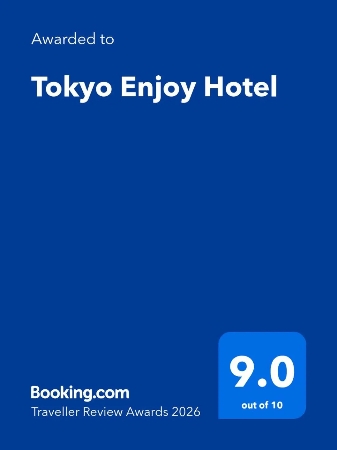 Certificate/Award in Tokyo Enjoy Hotel