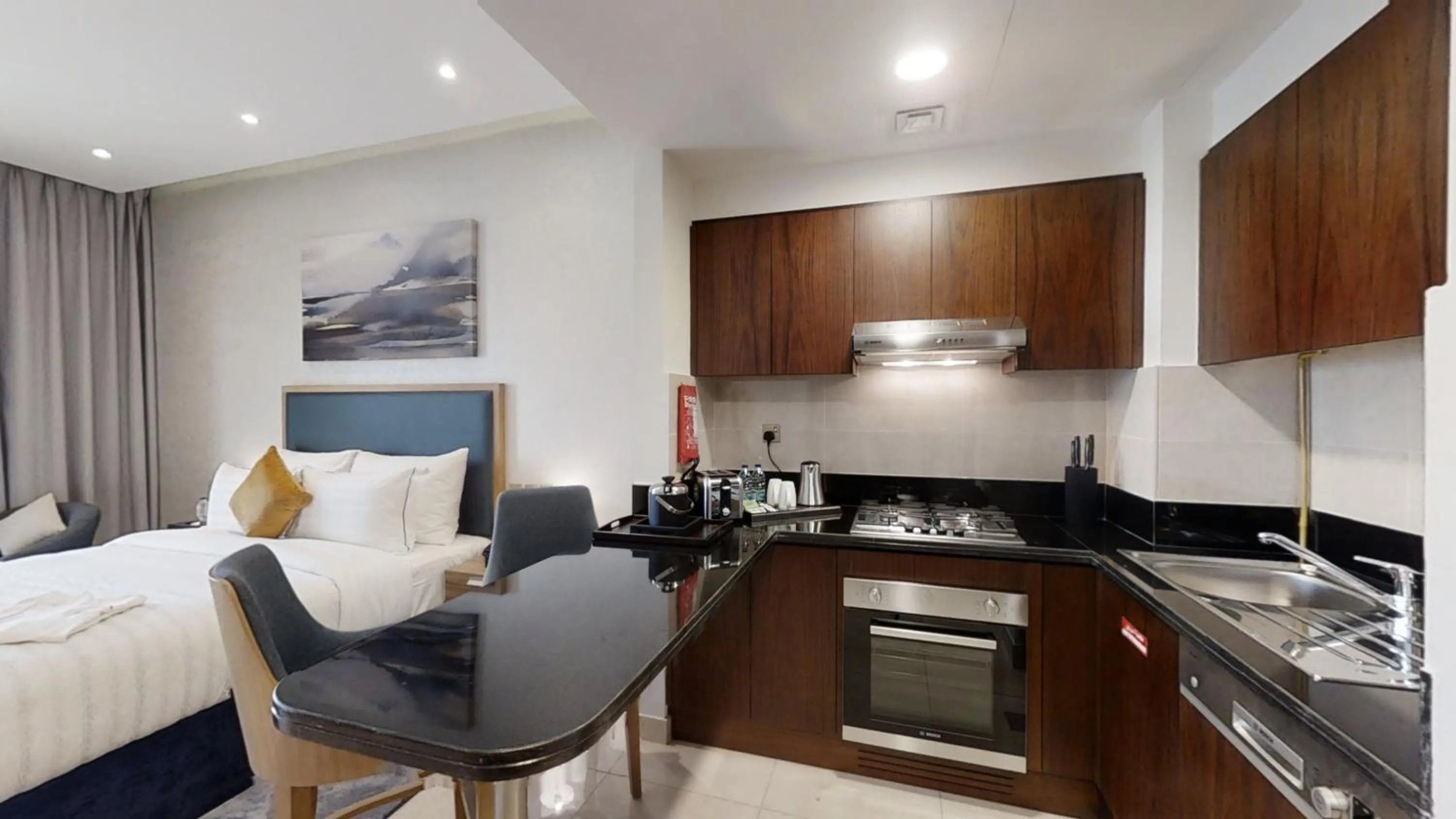 Kitchen or kitchenette in SUHA Creek Hotel Apartment, Waterfront Jaddaf, Dubai