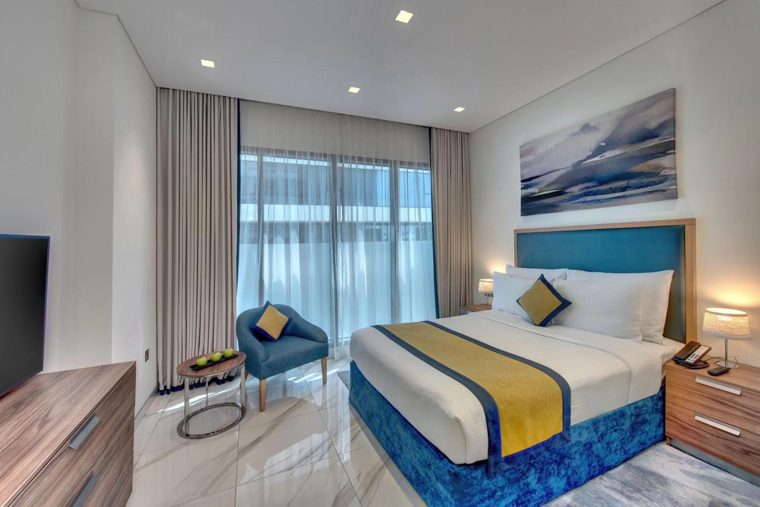 Bed in SUHA Mina Rashid Hotel Apartments