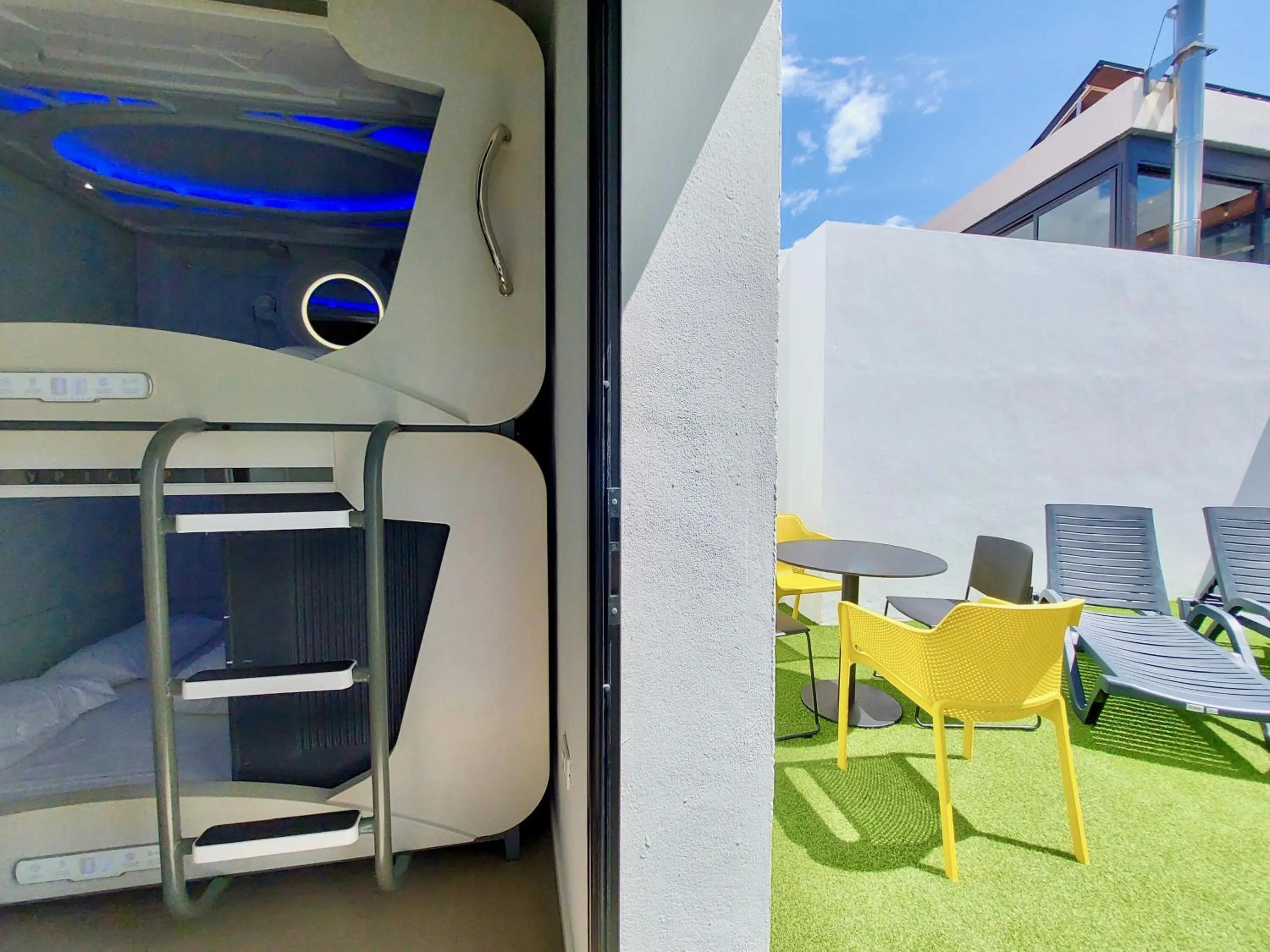 Patio in Atypicap Capsule Hostel