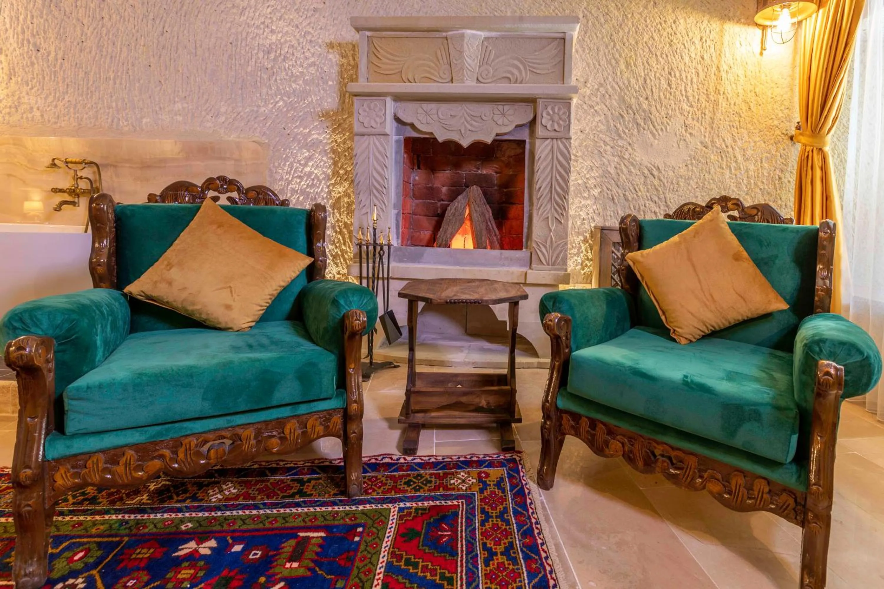 Seating area in Helen Cave Suites