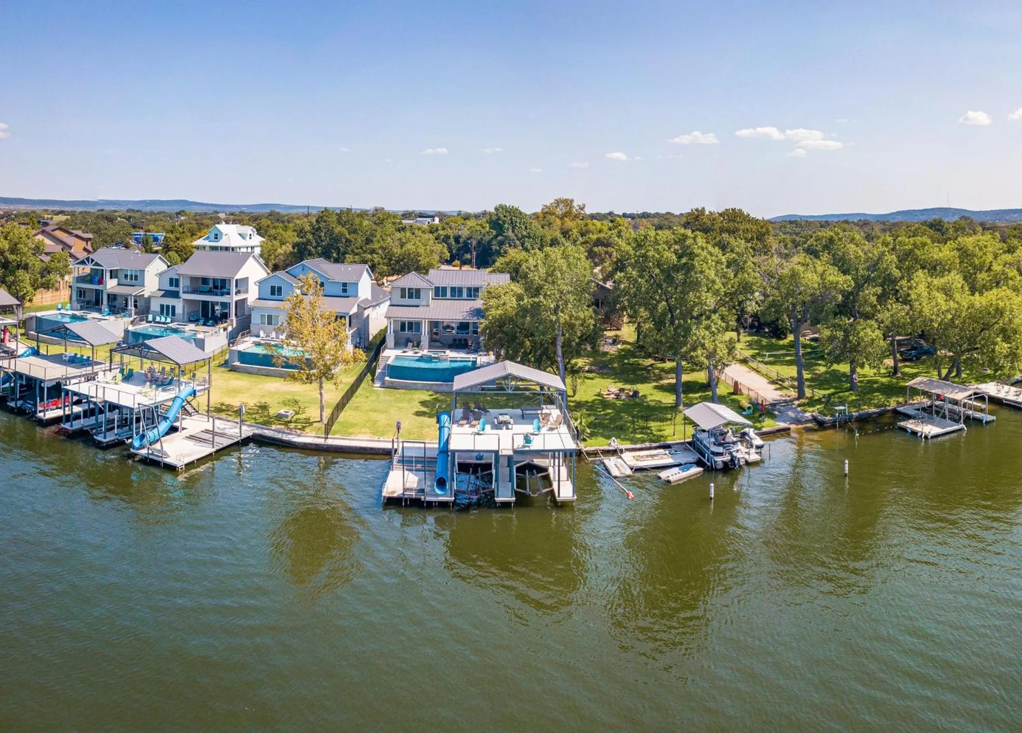 Luxury Lake LBJ House with Heated Swimming Pool and Spill Over Hot Tub and 2 Boat Slips