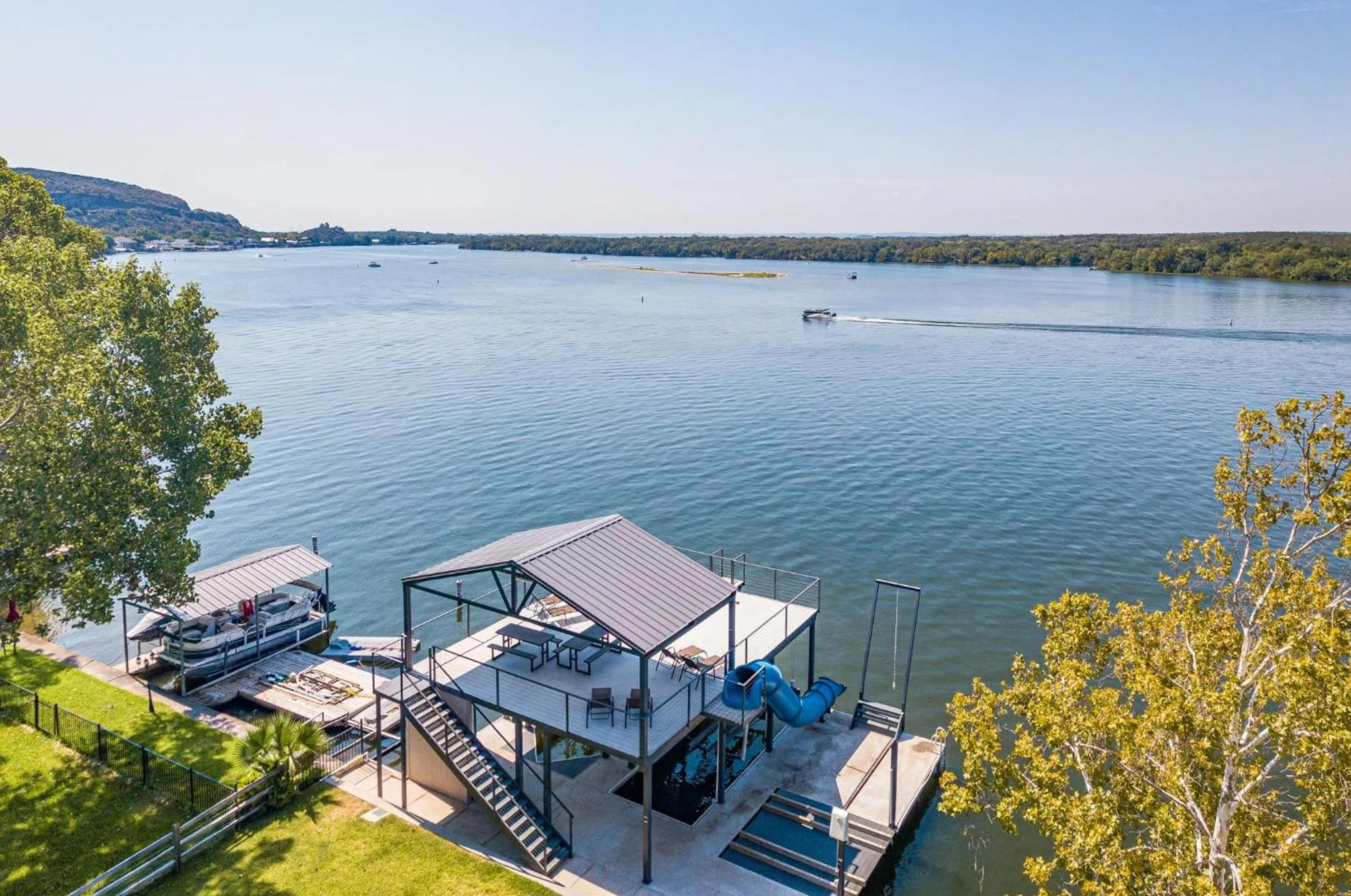 Luxury Lake LBJ House with Heated Swimming Pool and Spill Over Hot Tub and 2 Boat Slips