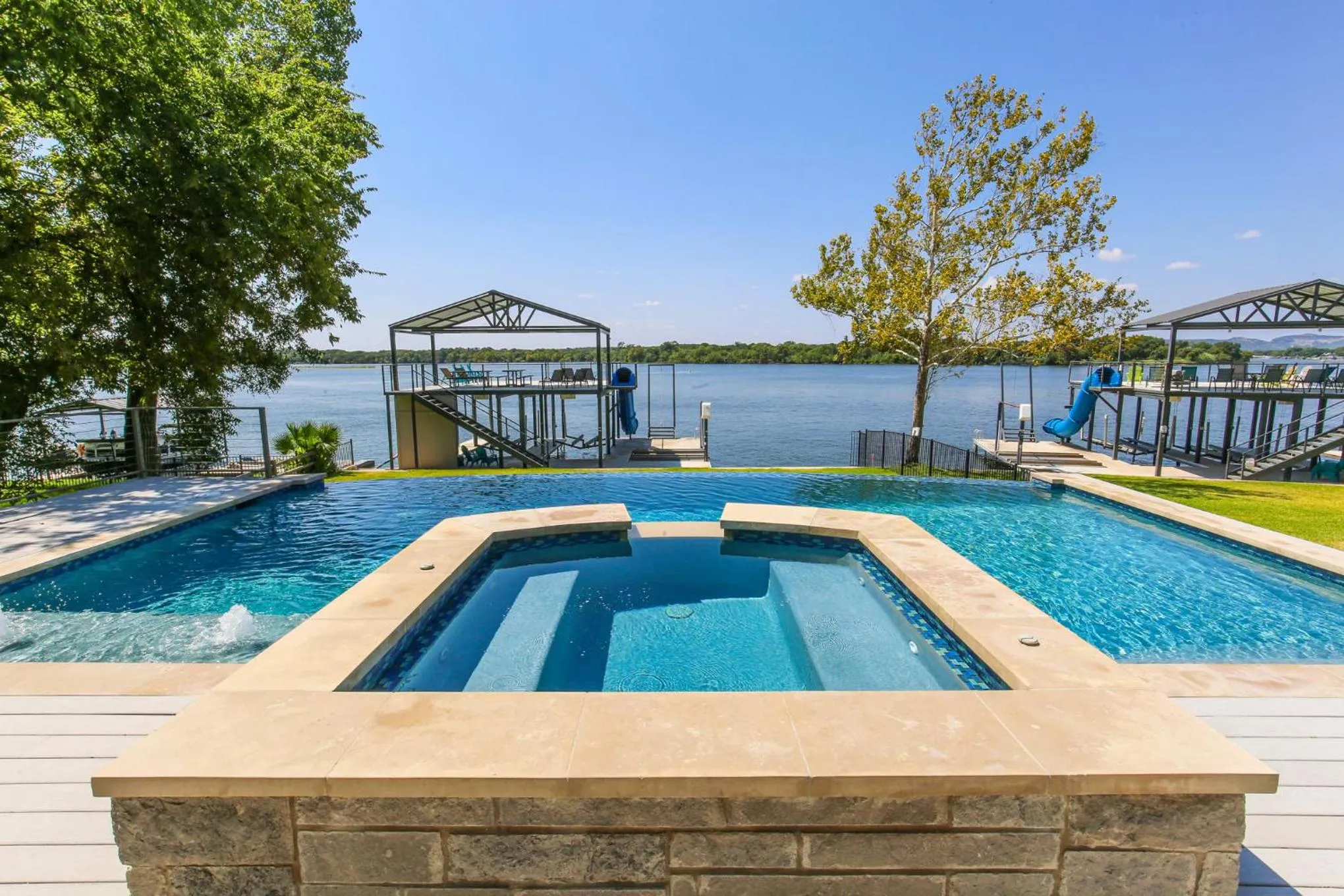 Luxury Lake LBJ House with Heated Swimming Pool and Spill Over Hot Tub and 2 Boat Slips