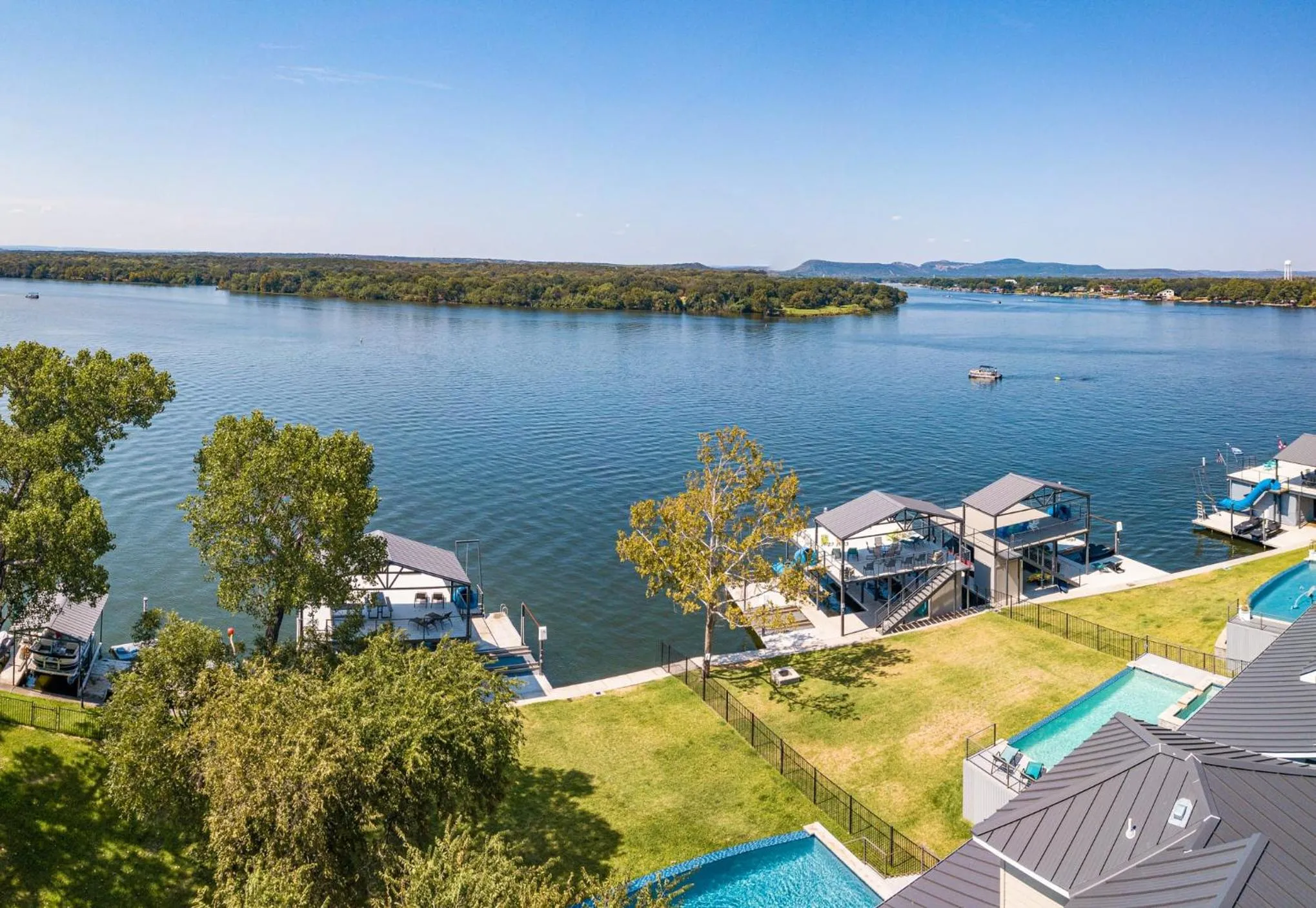 Luxury Lake LBJ House with Heated Swimming Pool and Spill Over Hot Tub and 2 Boat Slips