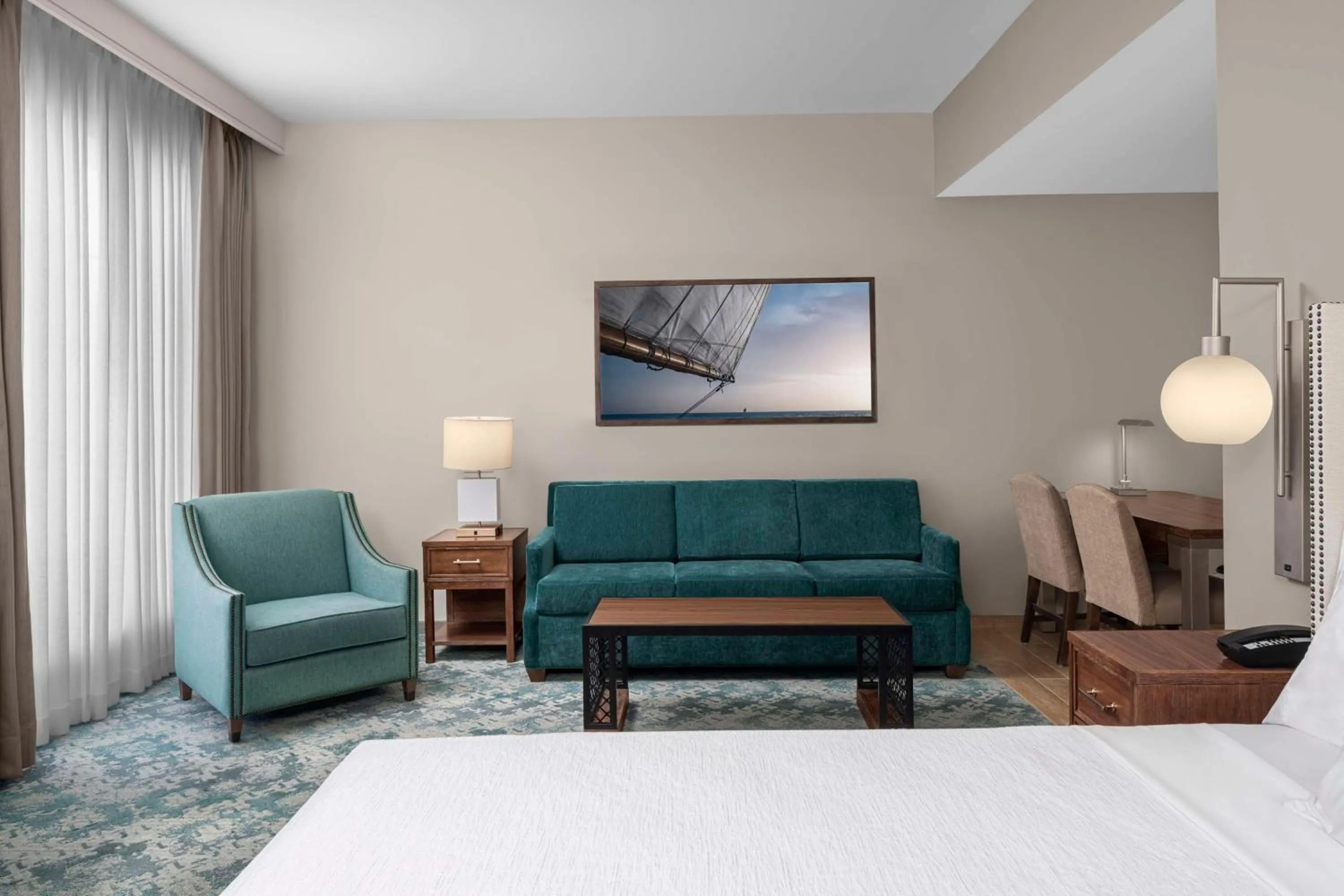 Living room, Bed in Embassy Suites by Hilton Charleston Harbor Mt. Pleasant