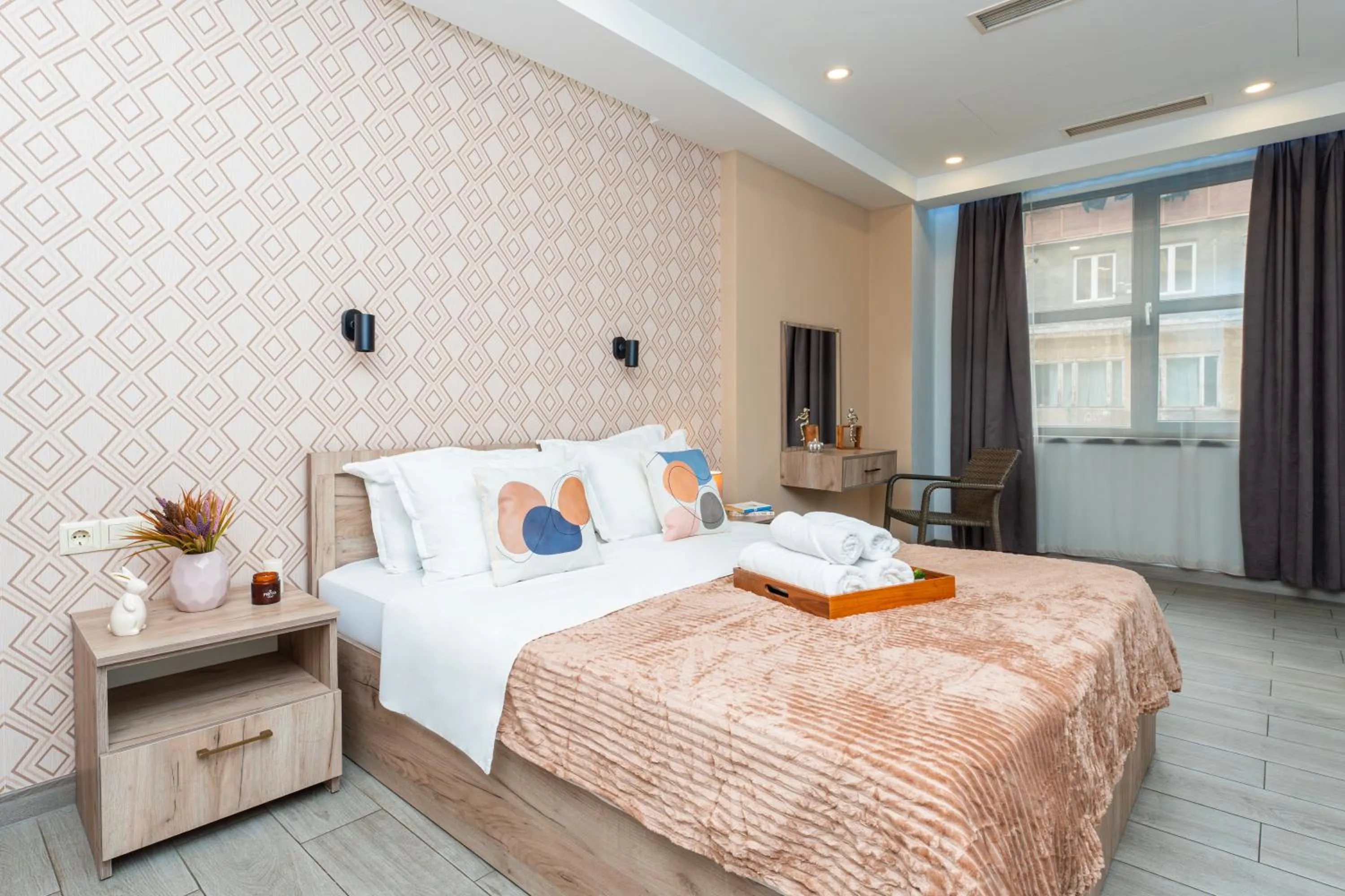 Bedroom, Bed in Apart-hotel on Koghbatsi 16