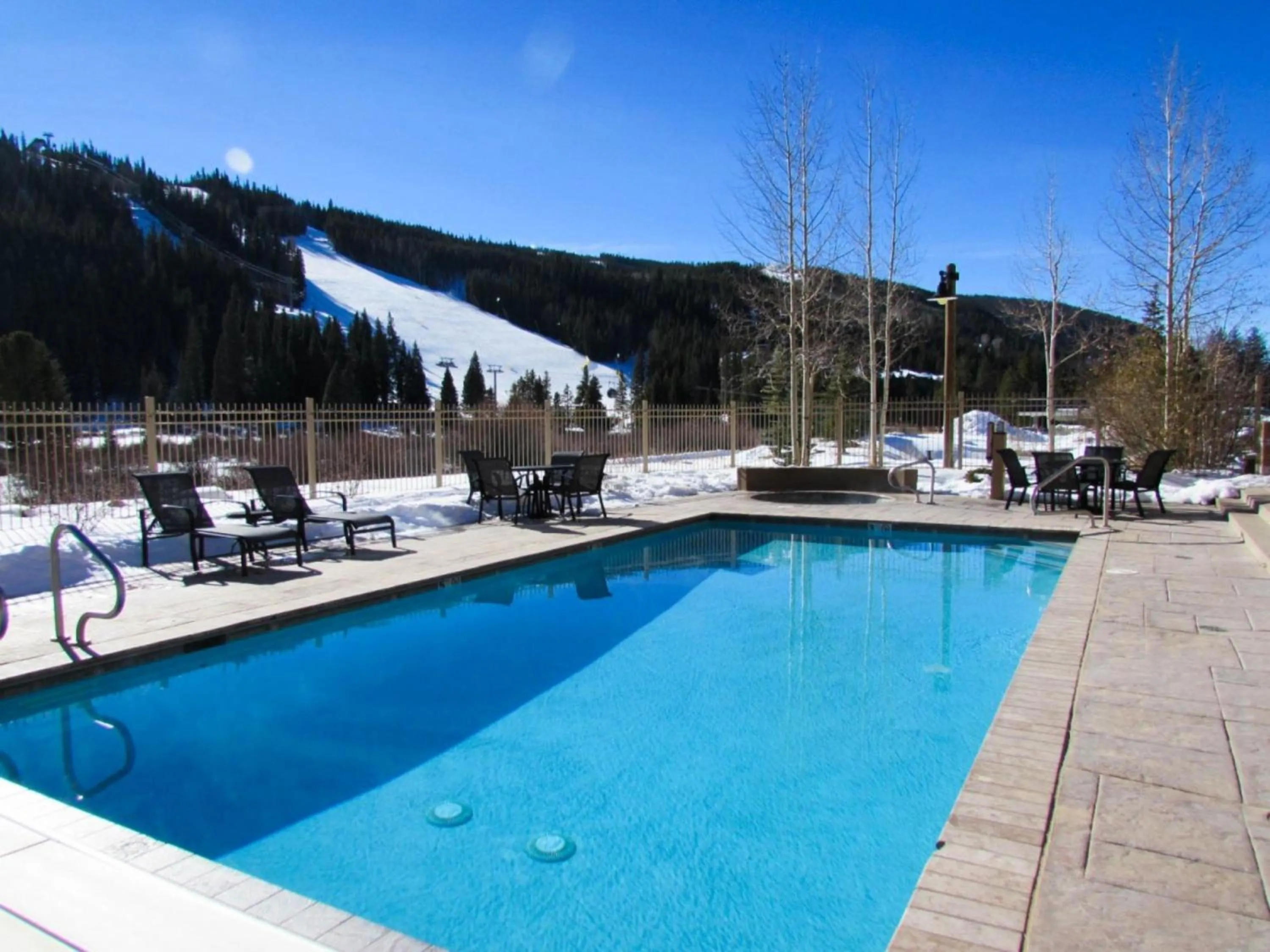 Swimming pool in Red Hawk Townhomes by Summit County Mountain Retreats