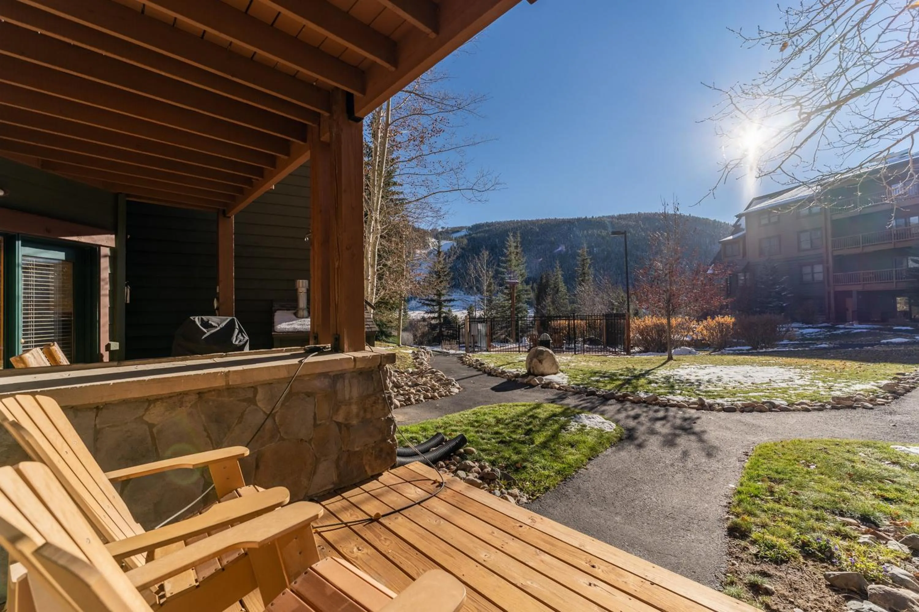 Patio in Tenderfoot Lodge by Summit County Mountain Retreats