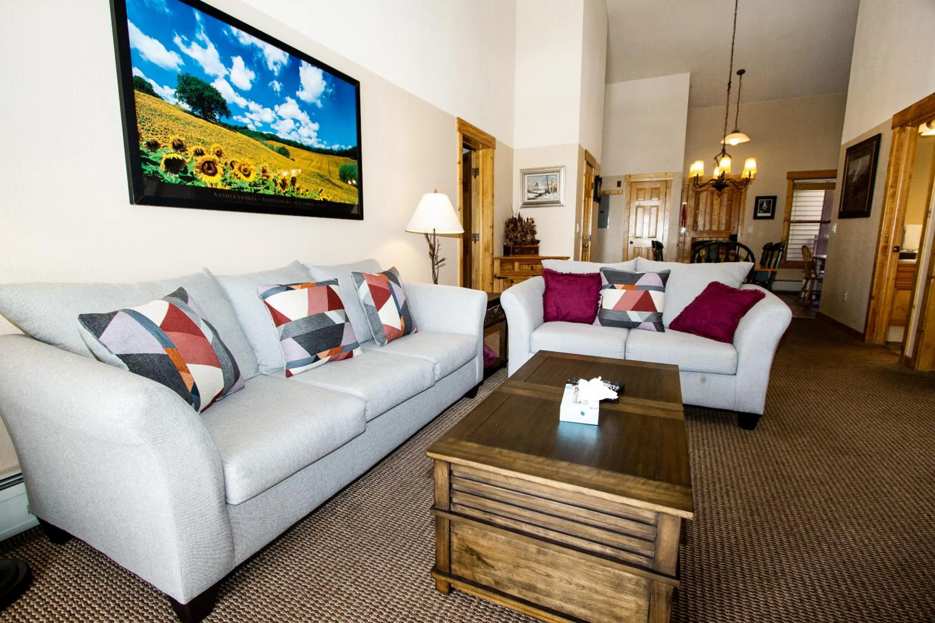 Living room in Tenderfoot Lodge by Summit County Mountain Retreats