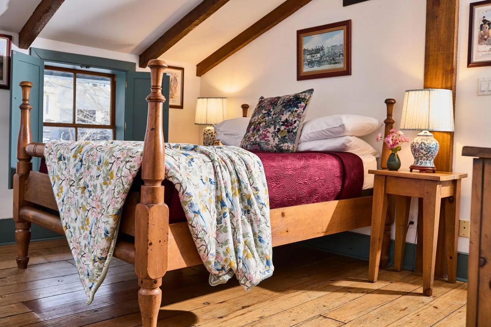 Bed in The Olde Angel Inn