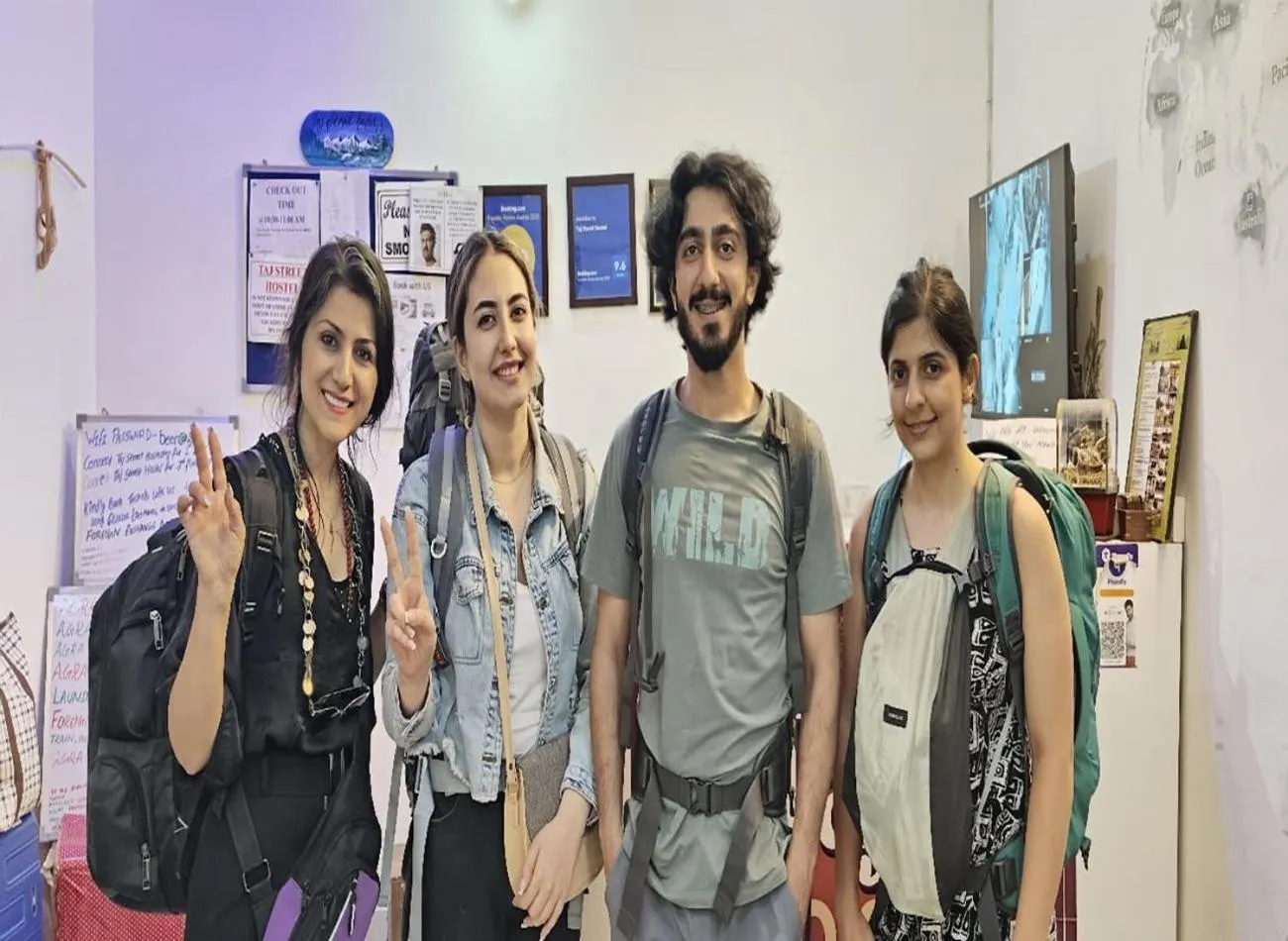 group of guests in Taj Street Hostel