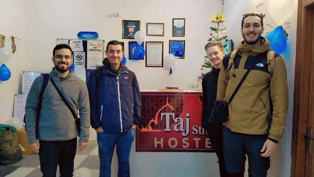 group of guests in Taj Street Hostel