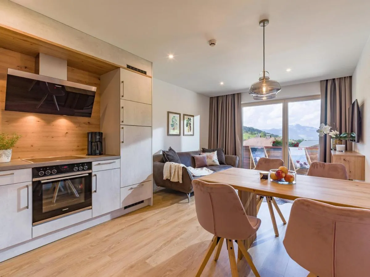 Kitchen or kitchenette in Aparthotel Brandauerhof