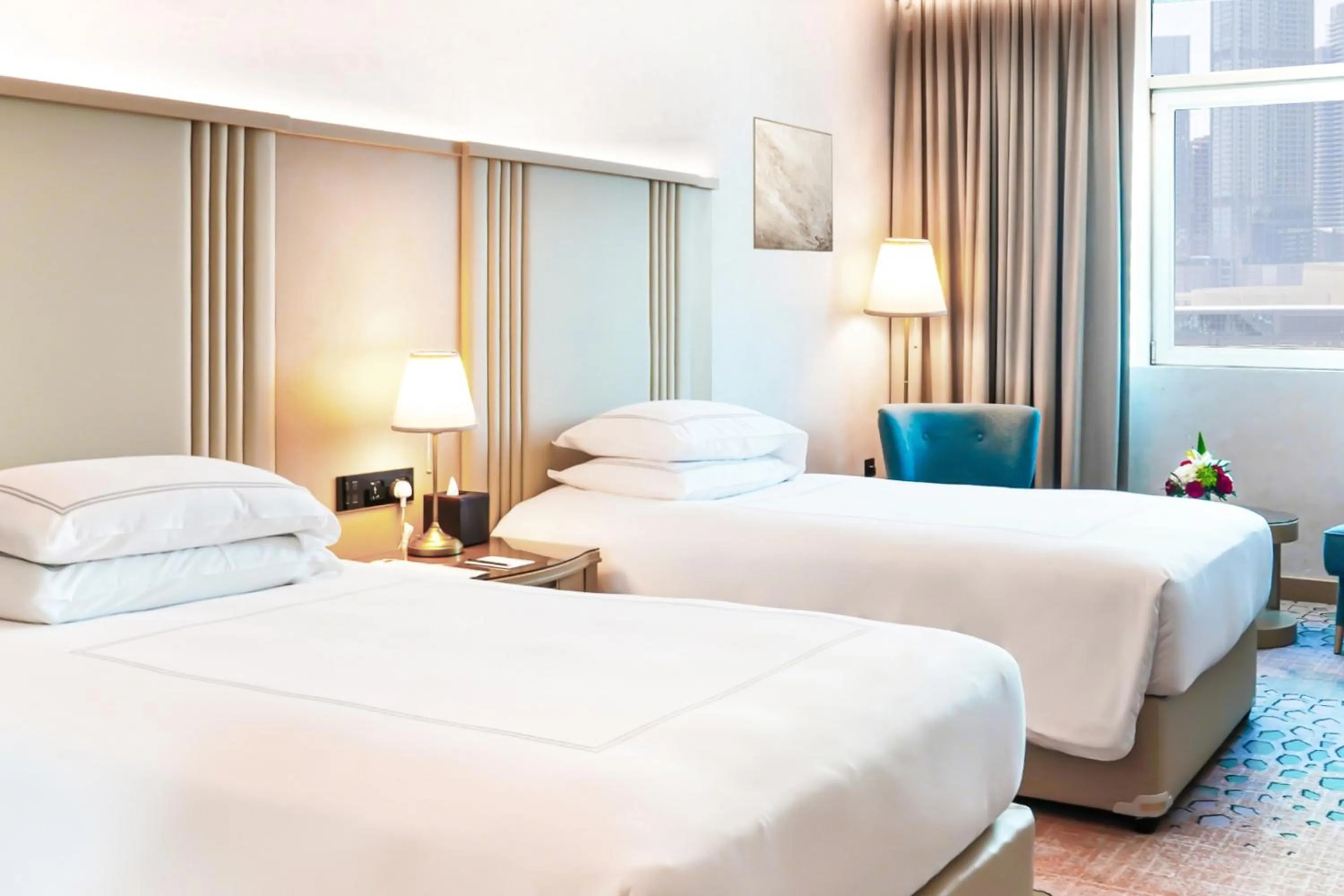 Bed in Swissôtel Al Murooj Dubai