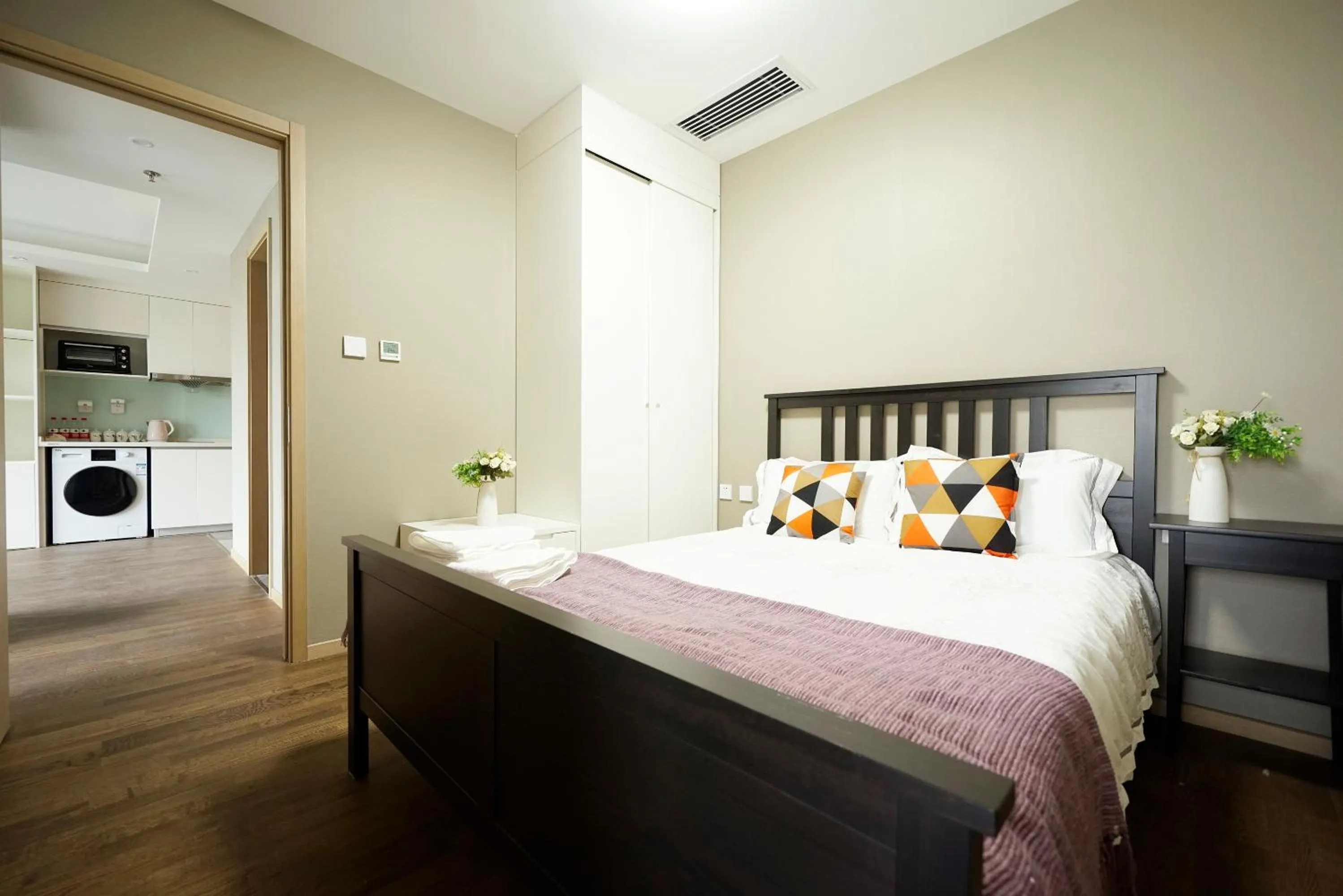 Bed in Estee ApartHotel - Feels like home & Free WiFi & Independent kitchen, Washing machine, Rridge