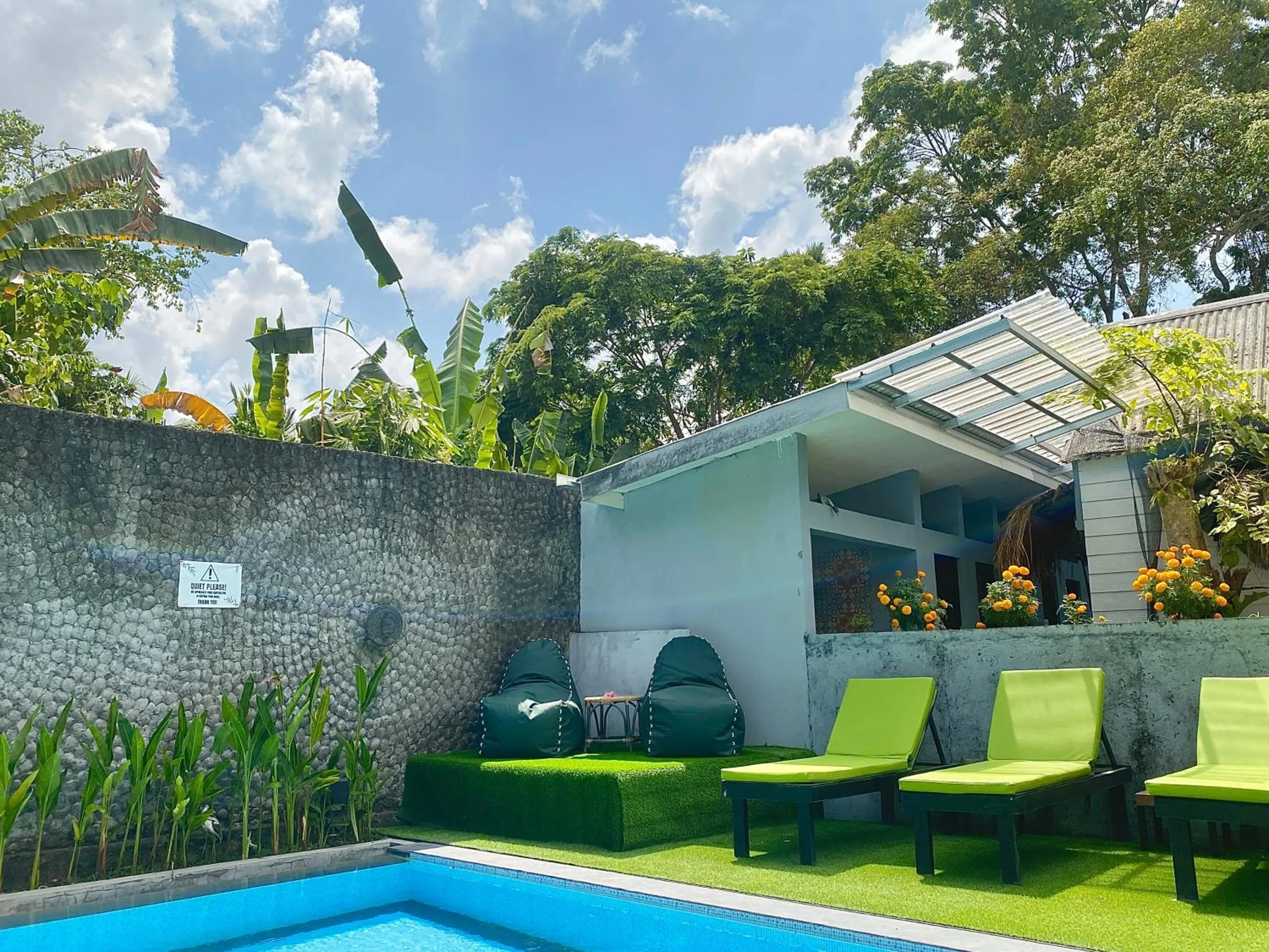 Pool view in The Jungle Hostel Canggu
