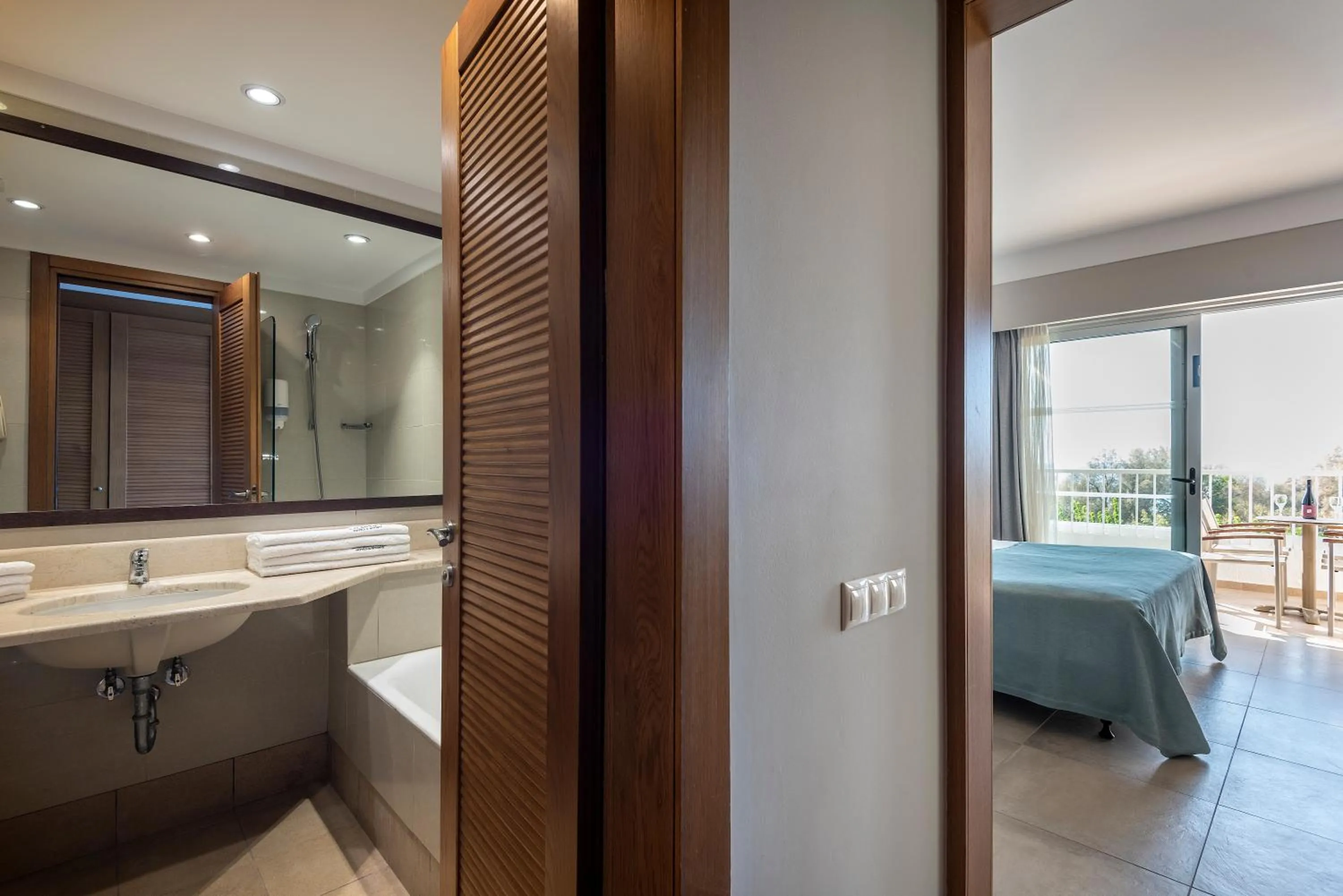 Bathroom, Bed in Atlantica Beach Resort Kos