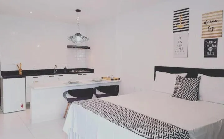 Kitchen or kitchenette, Bed in Mar Turquesa Eco Pousada