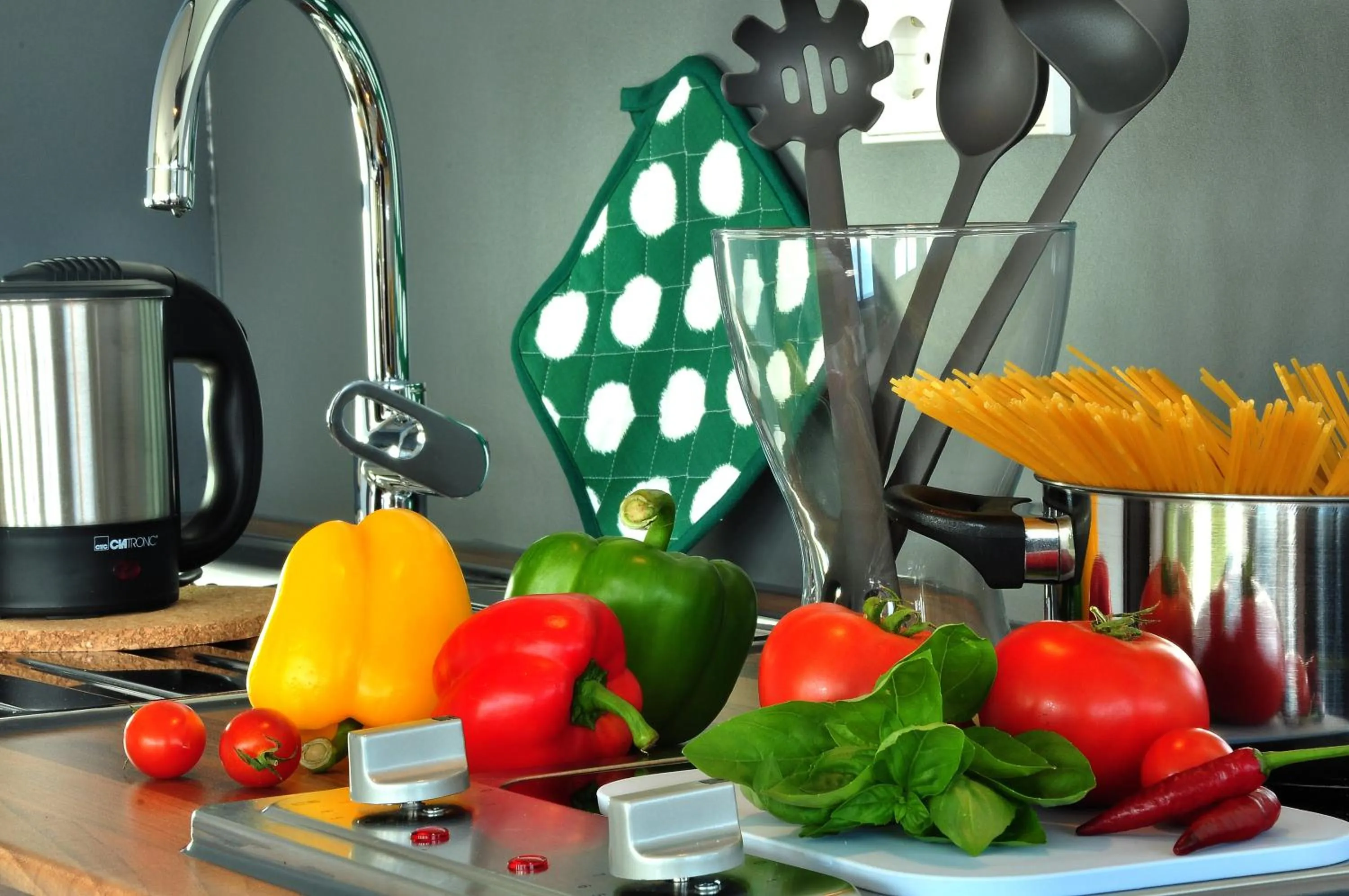 Kitchen or kitchenette in Motel am Fürfelder Schloss