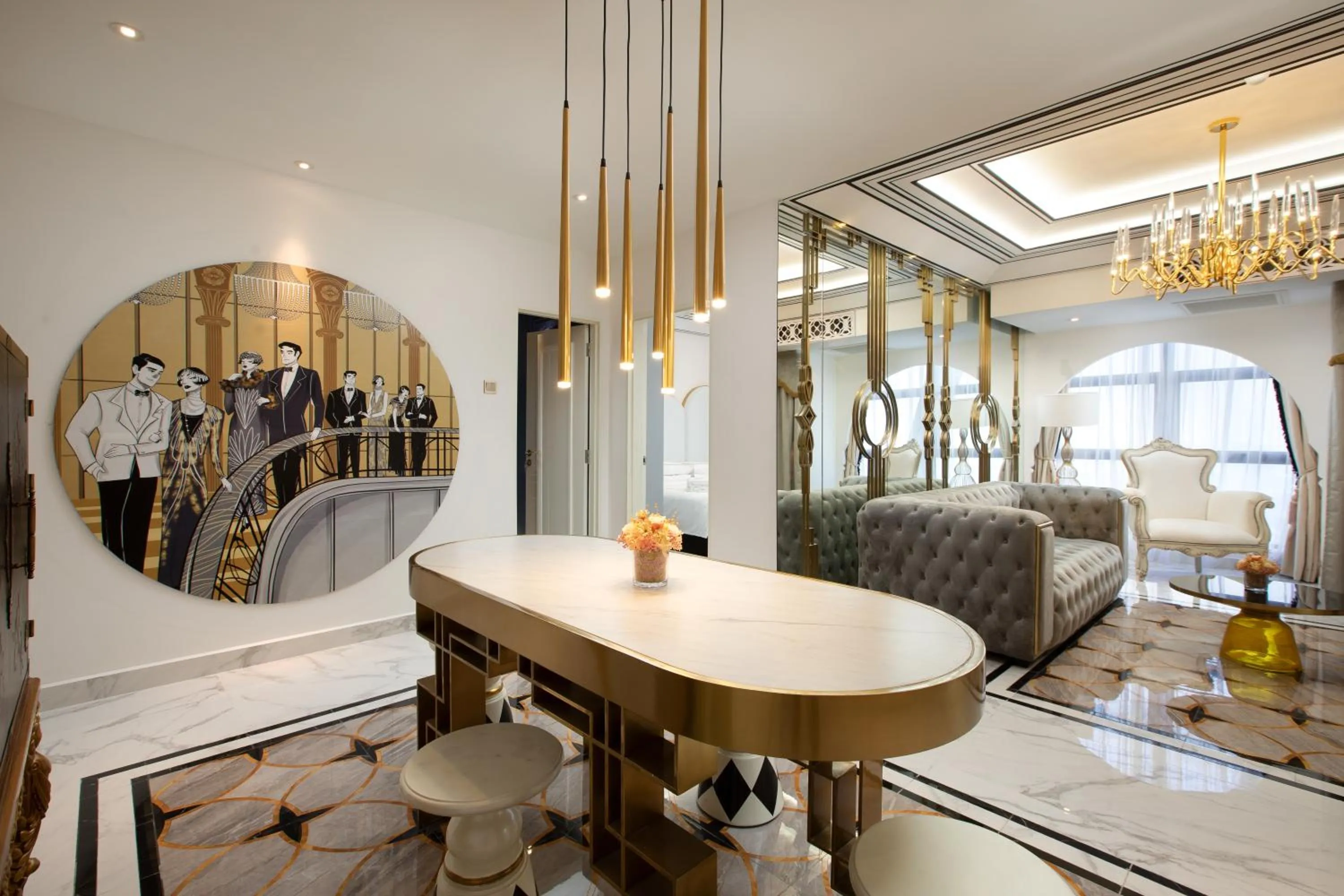 Living room, Bed in arte by Thomas Chan