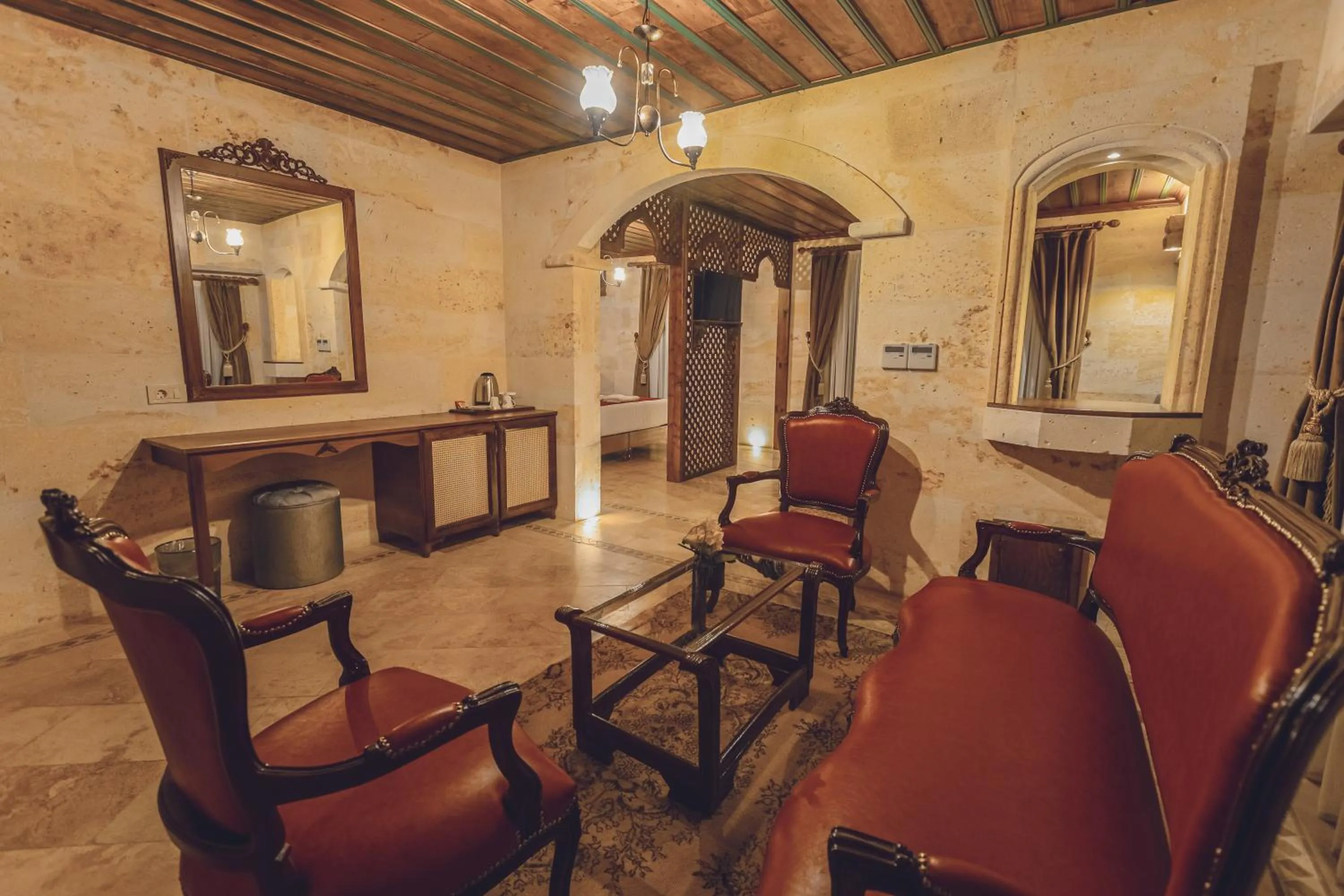 Seating area in Sobek Stone House Cappadocia