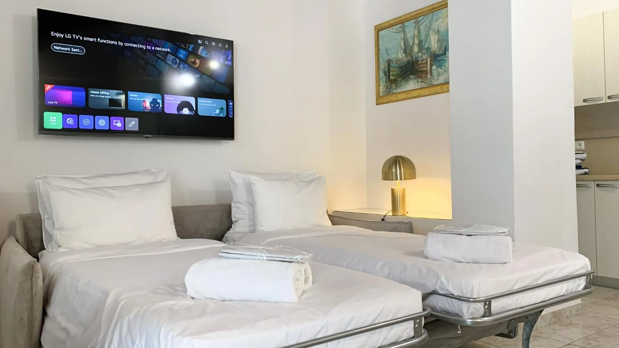 Bed in Rouchotas Apartments