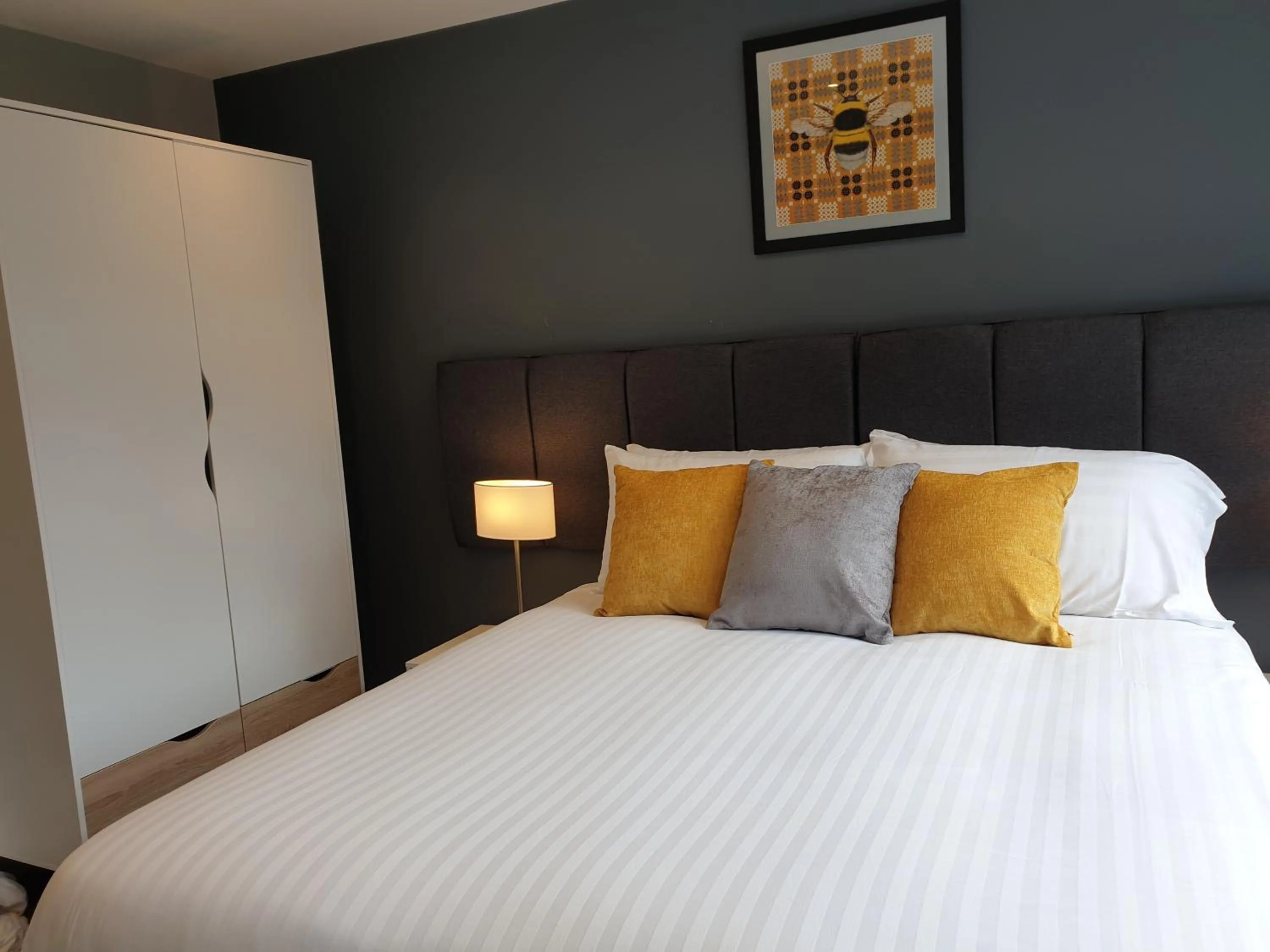 Bed in The Spires Serviced Apartments Cardiff