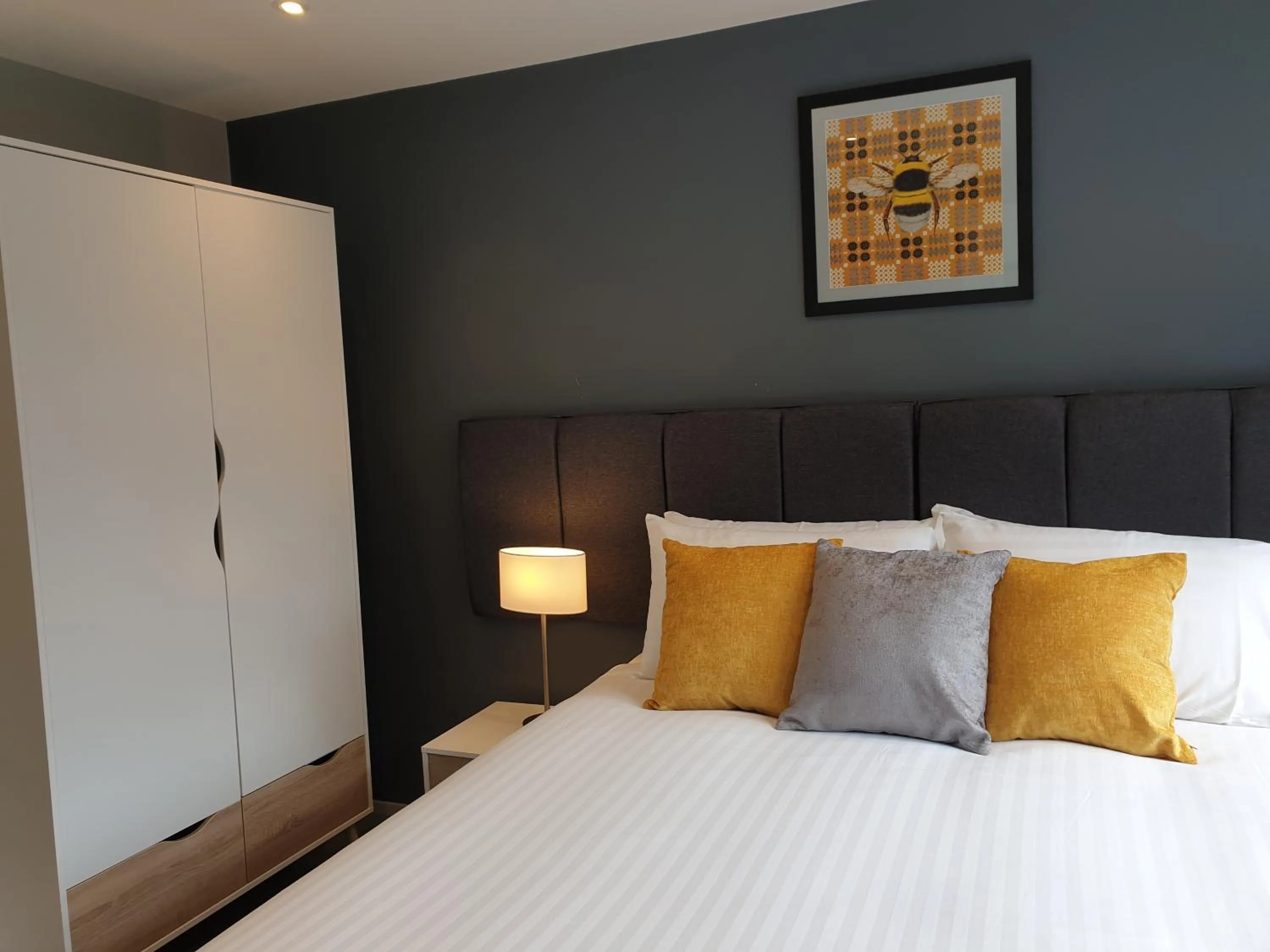 Bed in The Spires Serviced Apartments Cardiff