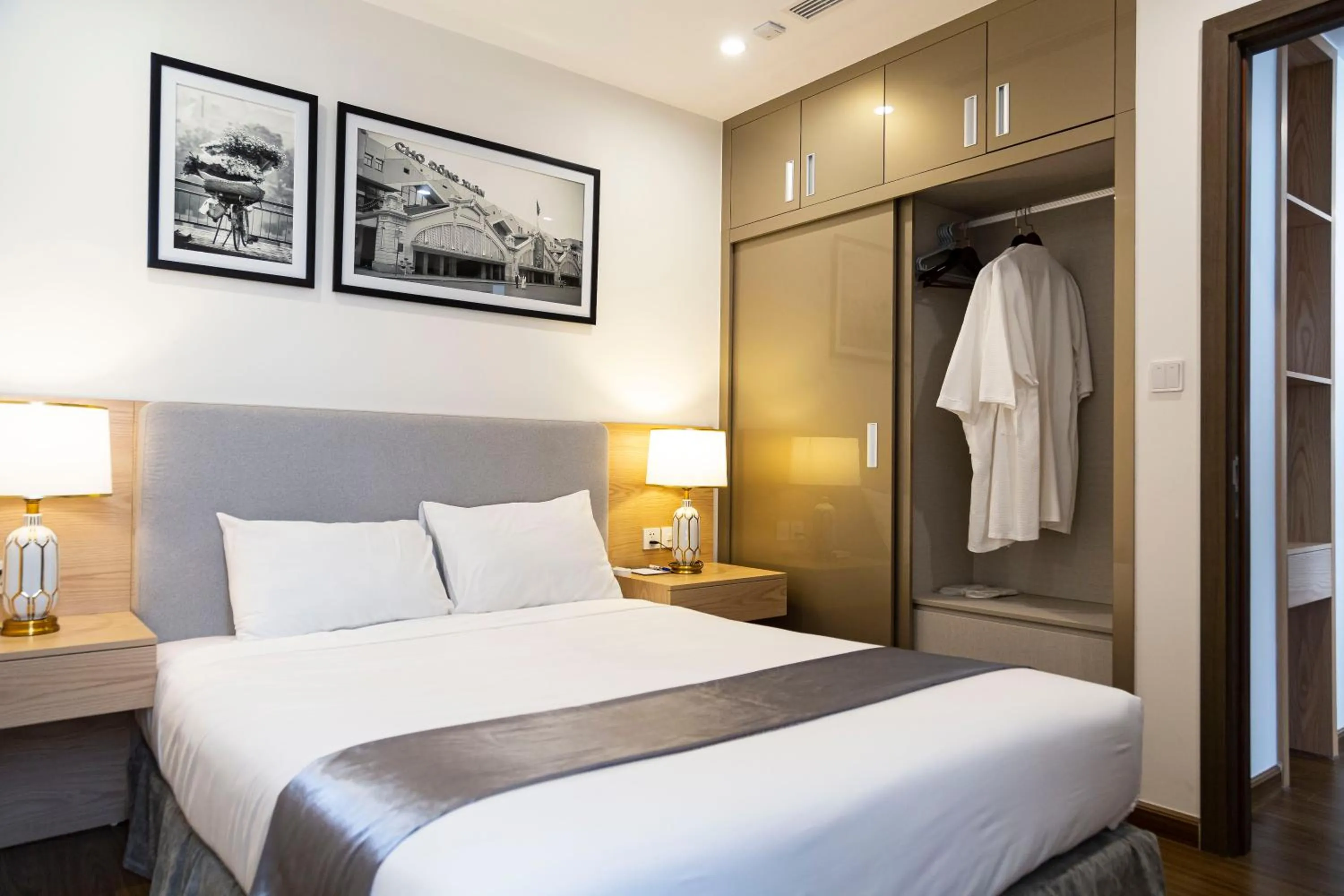 Bedroom, Bed in Aspaces Serviced Apartments - Vinhomes West Point