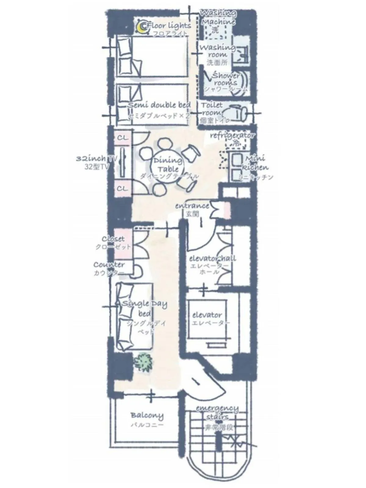Floor plan in Prime Suites Tokyo
