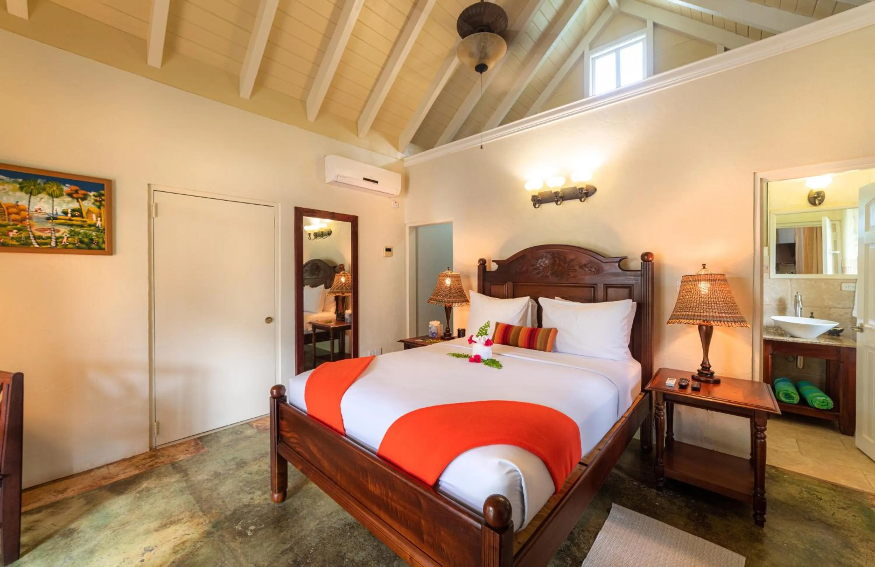 Bed in Rosalie Bay Eco Resort & Spa