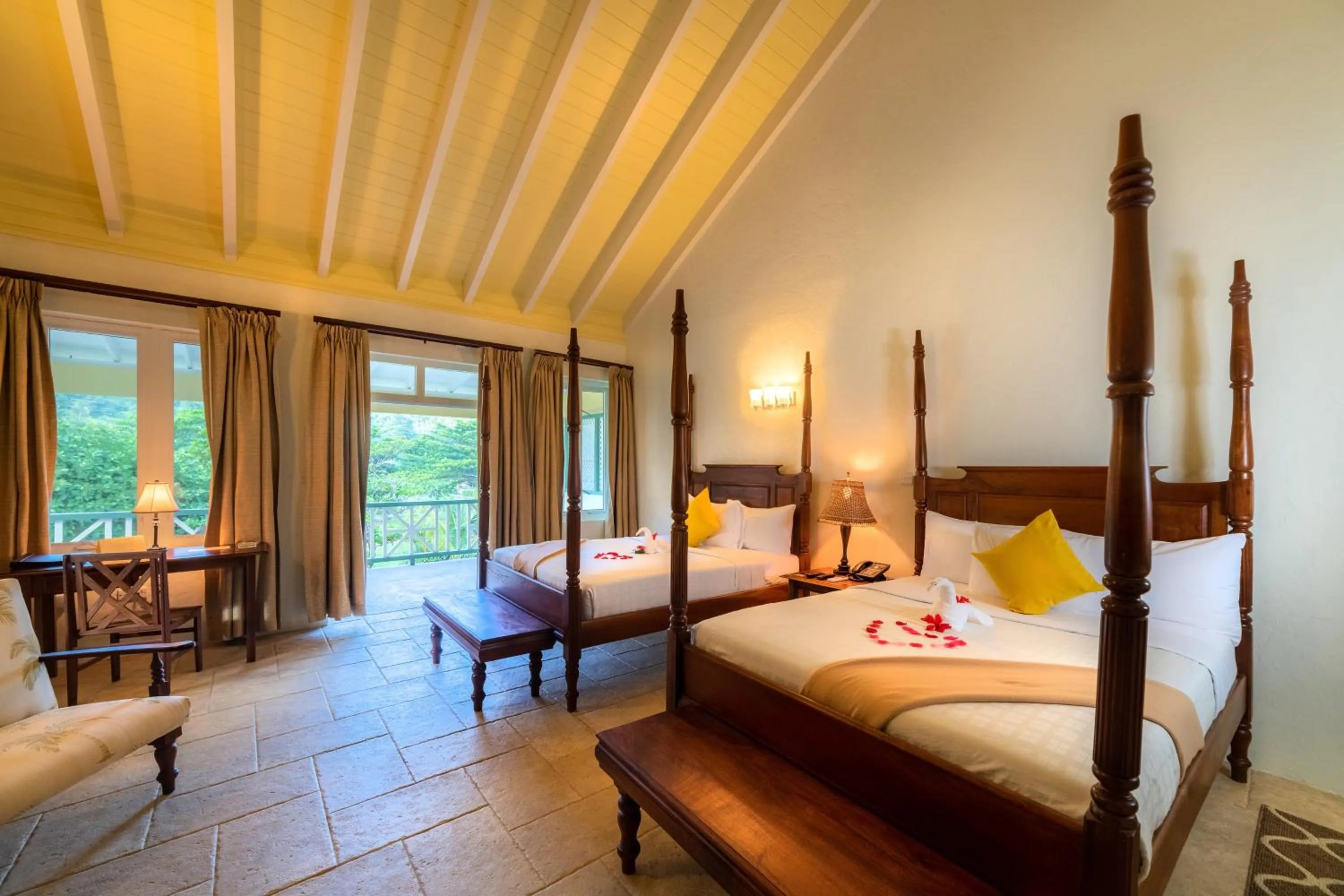 Bed in Rosalie Bay Eco Resort & Spa