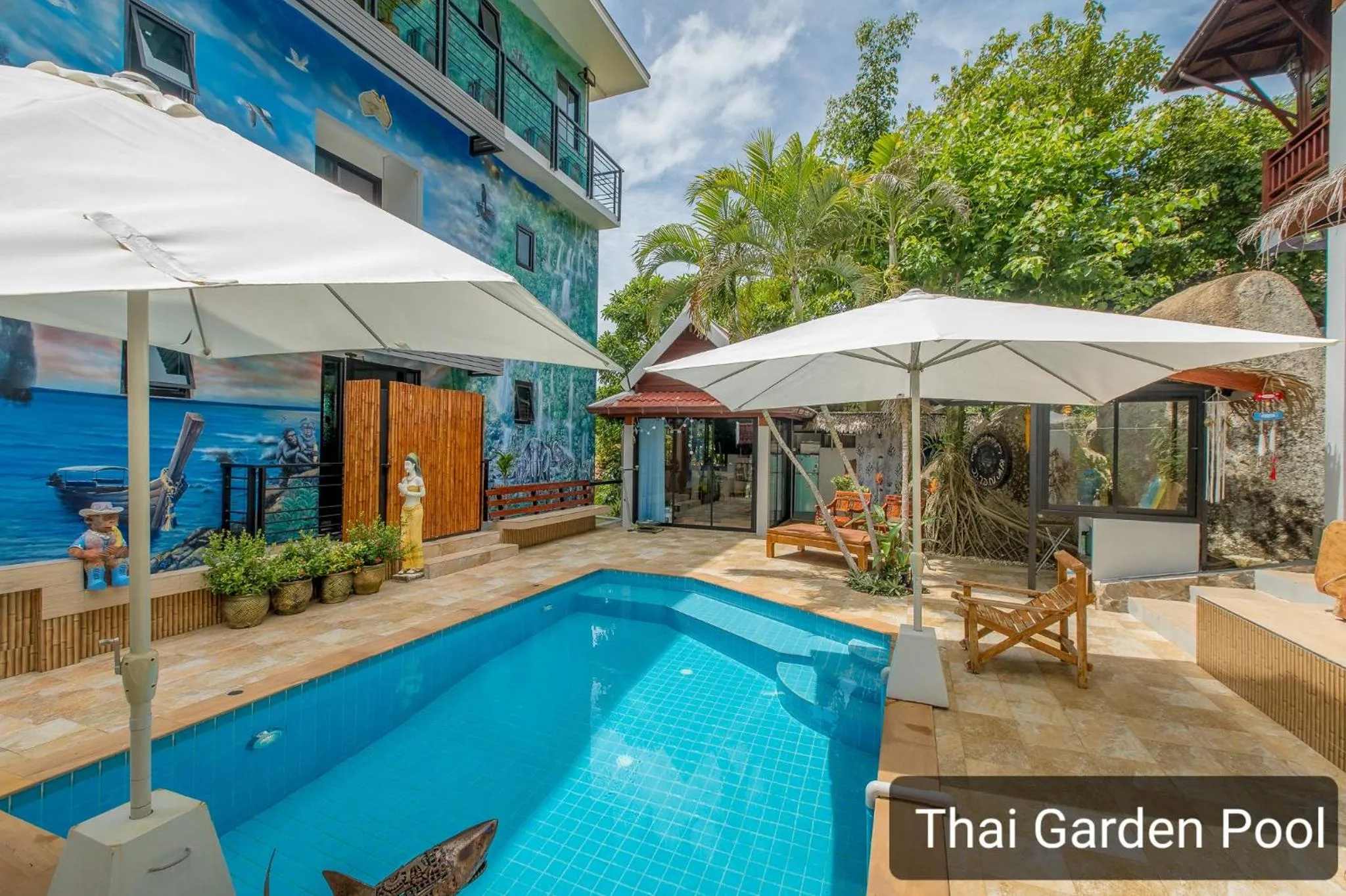 Garden view in Penthouse Crystal Bay Apartments