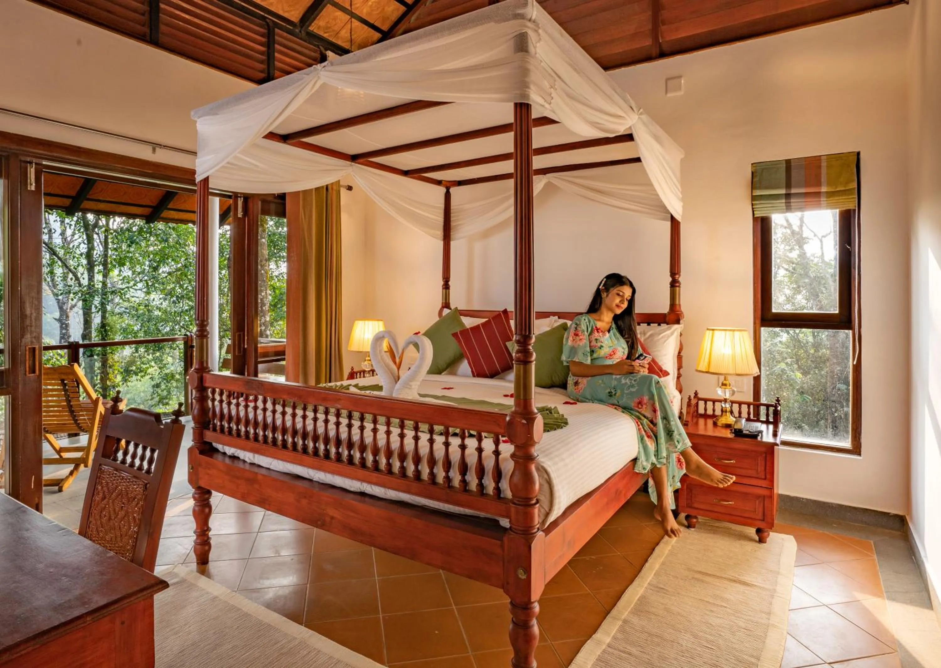 Bed in Vythiri Mist Resort