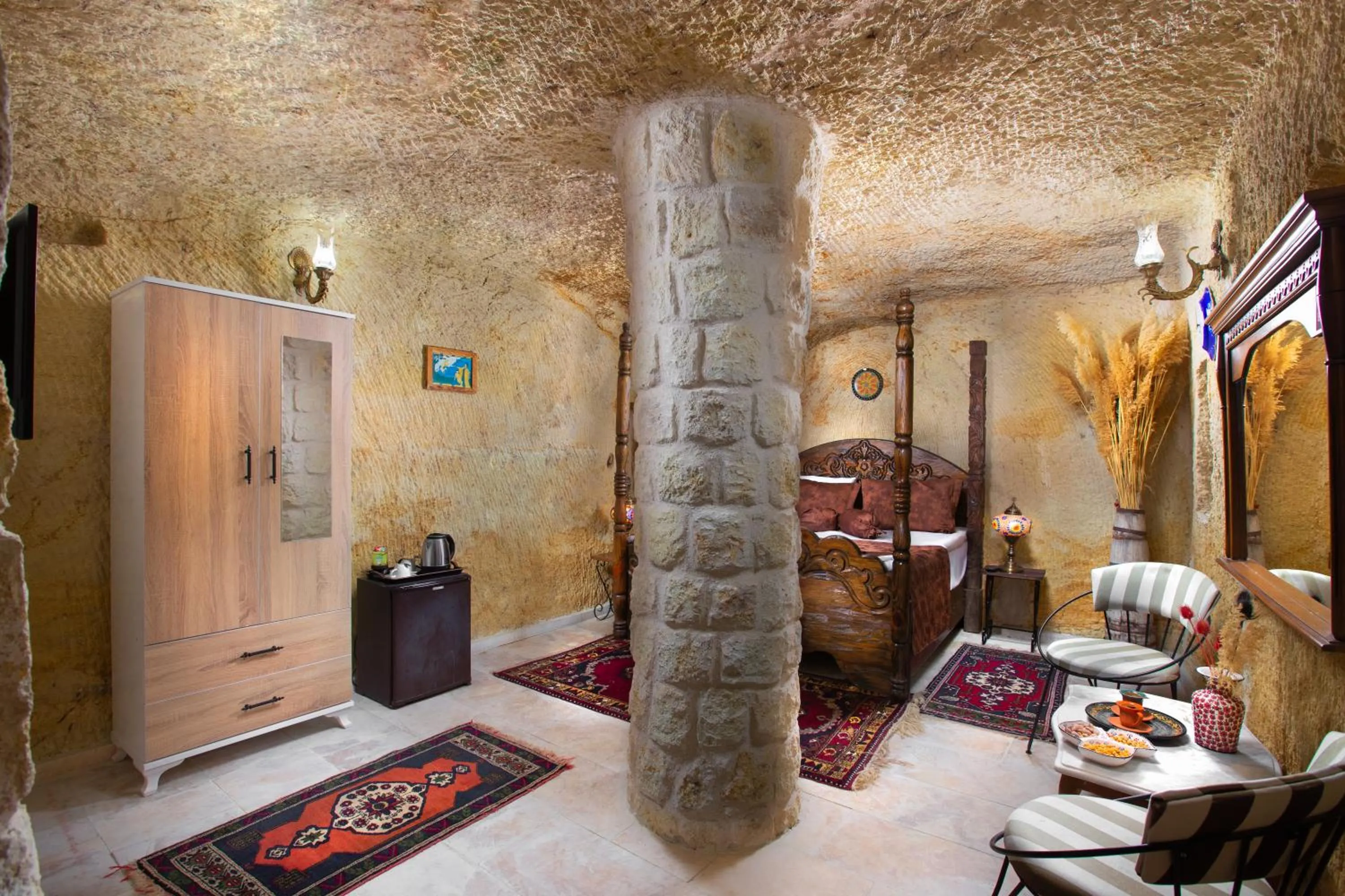 Bed in Romantic Cave Hotel
