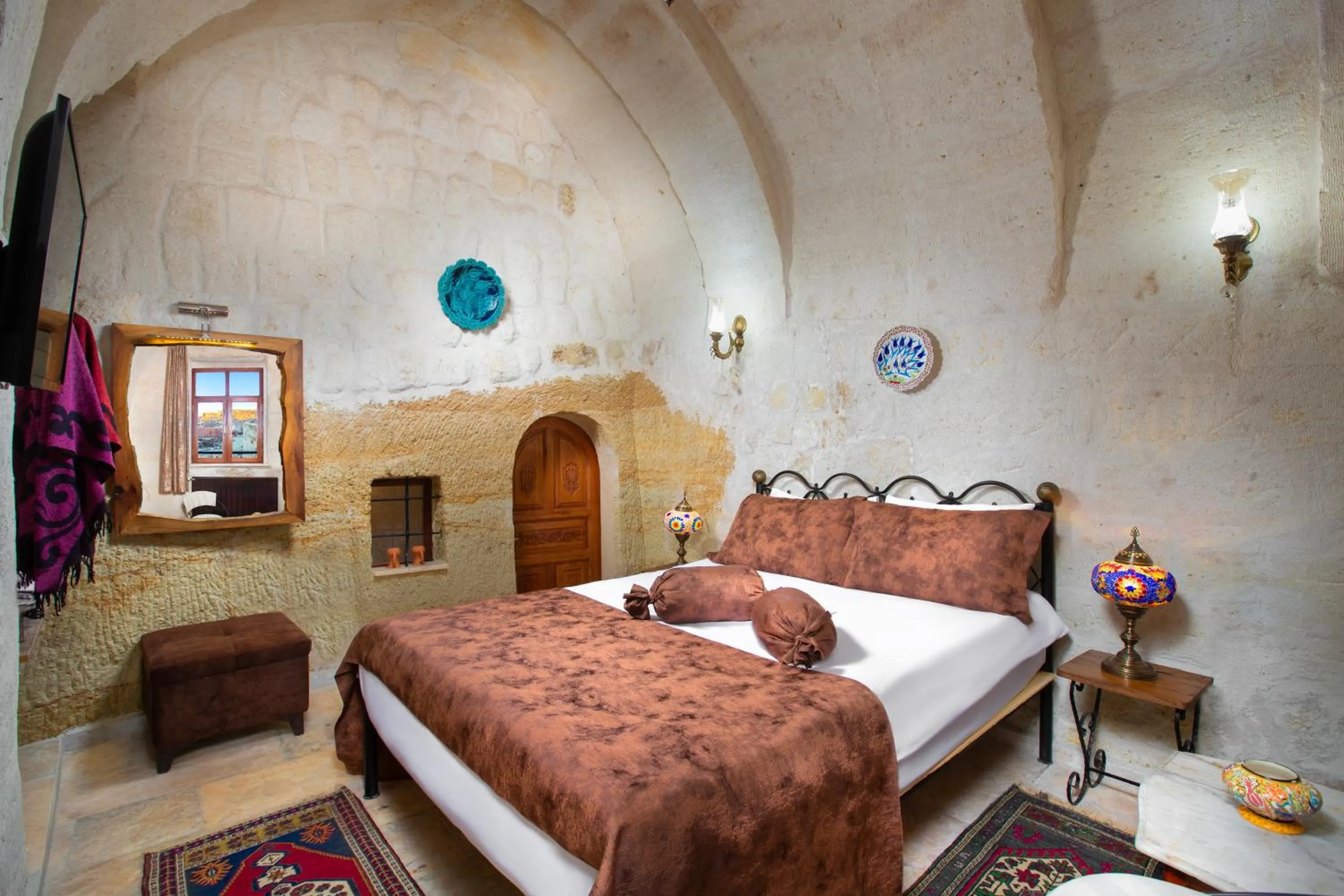 Bed in Romantic Cave Hotel
