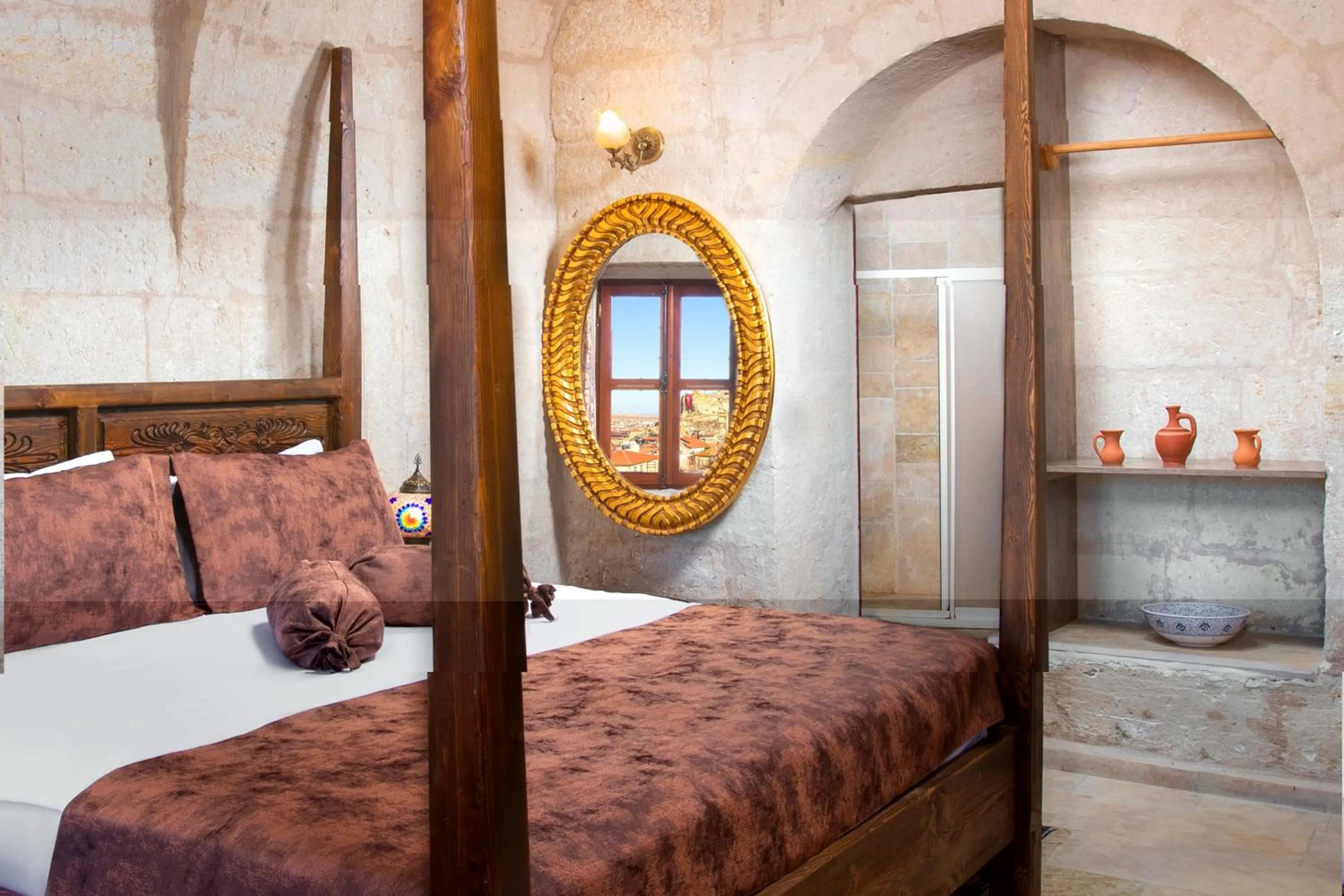 Bed in Romantic Cave Hotel