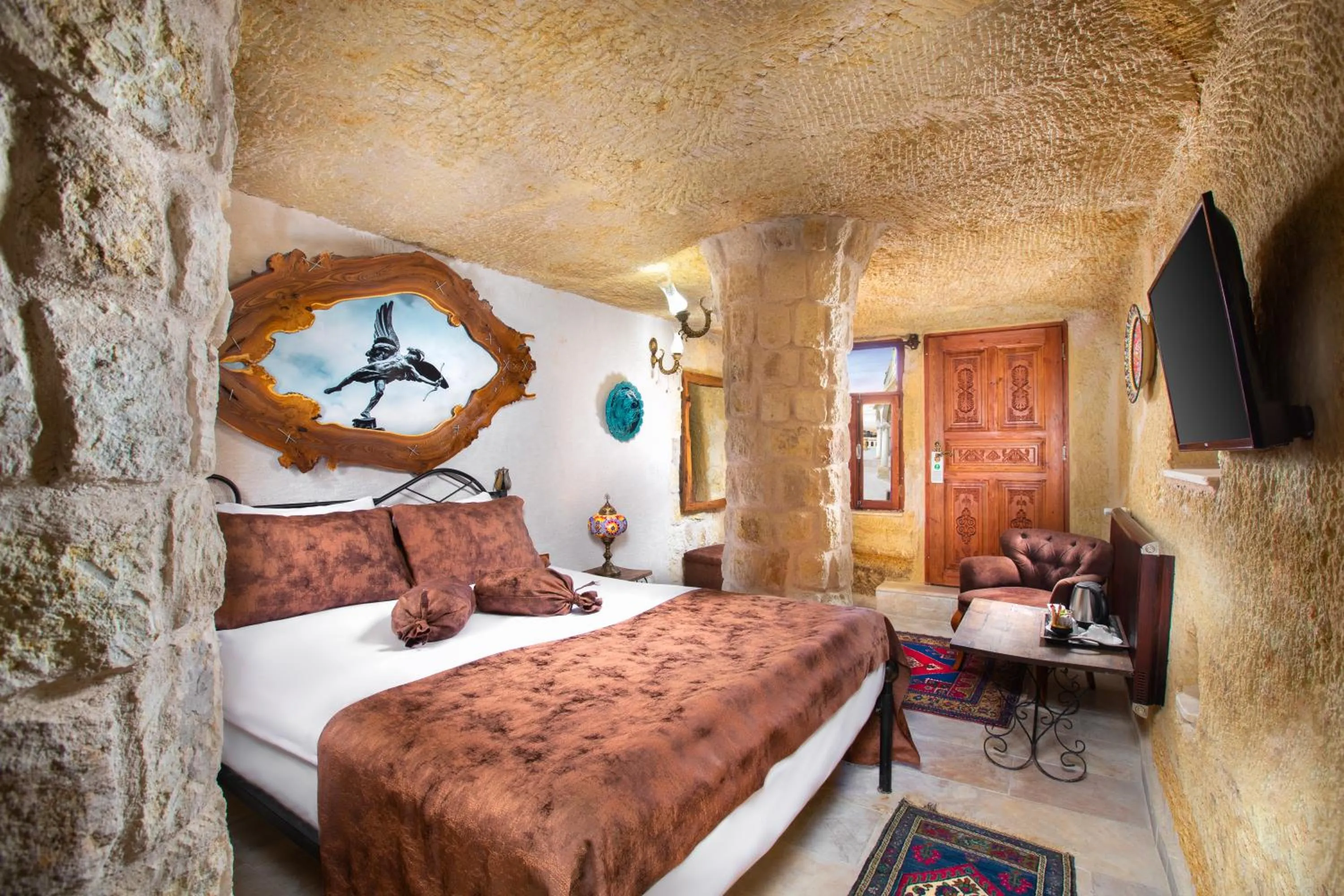 Bed in Romantic Cave Hotel