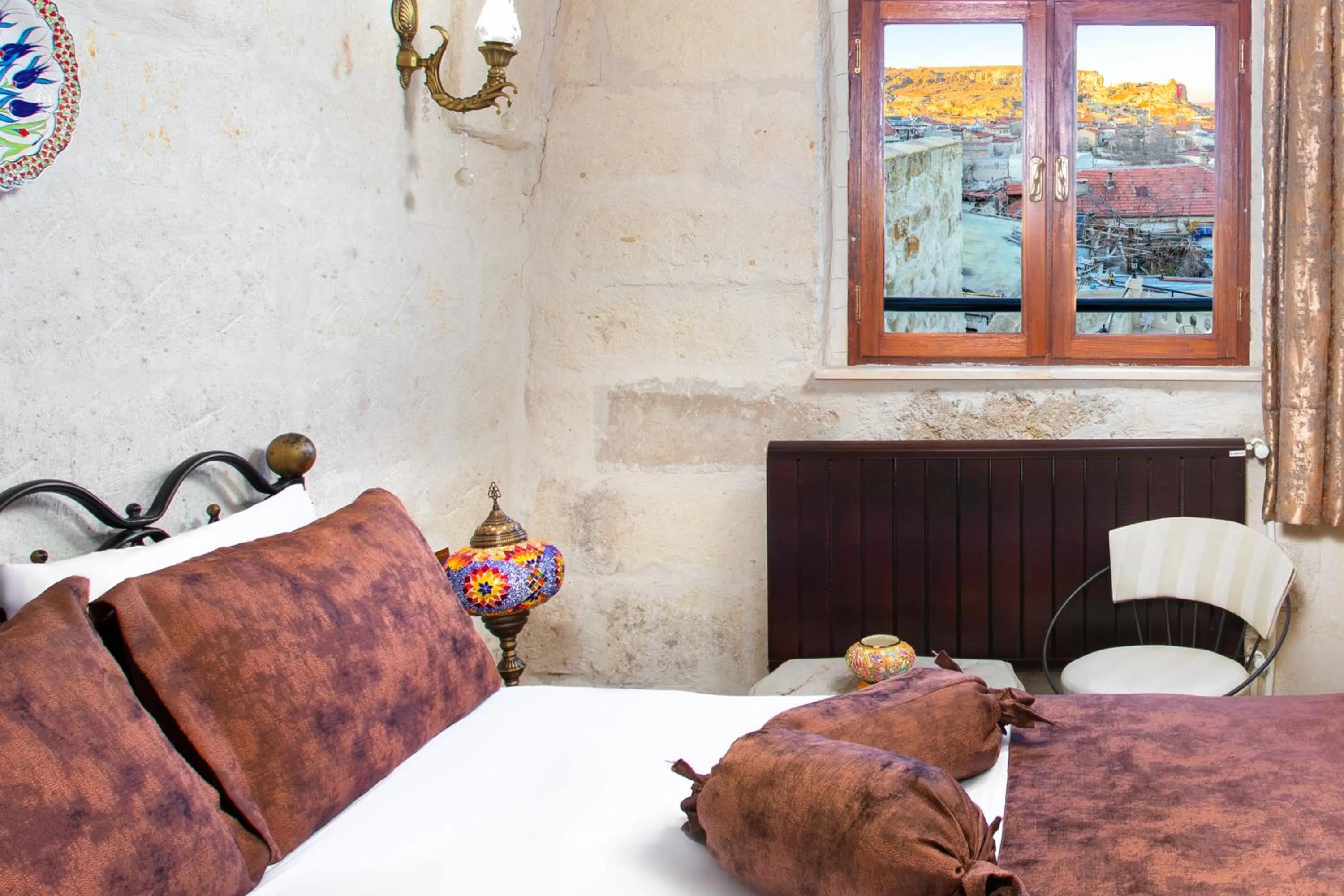 Bed in Romantic Cave Hotel